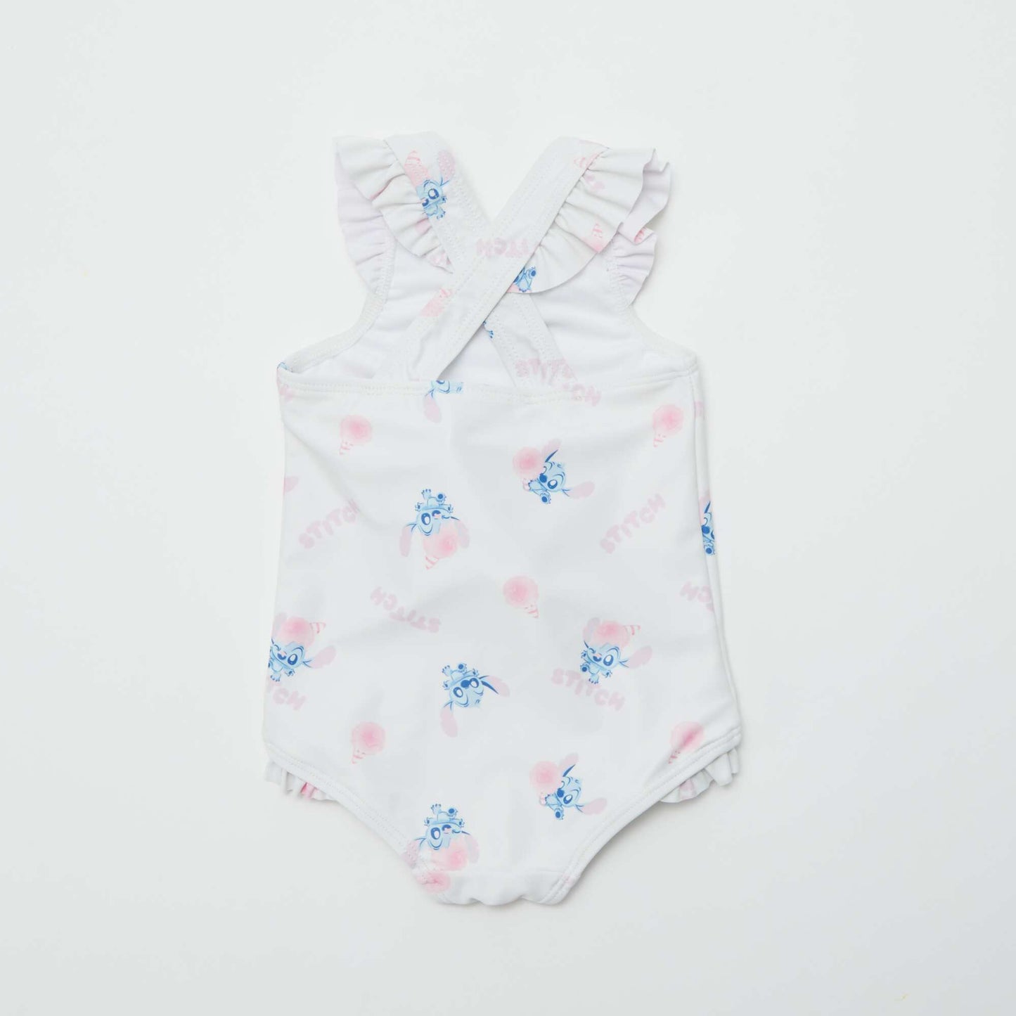 Ruffled 'Disney' 'Stitch' swimsuit - One-piece WHITE