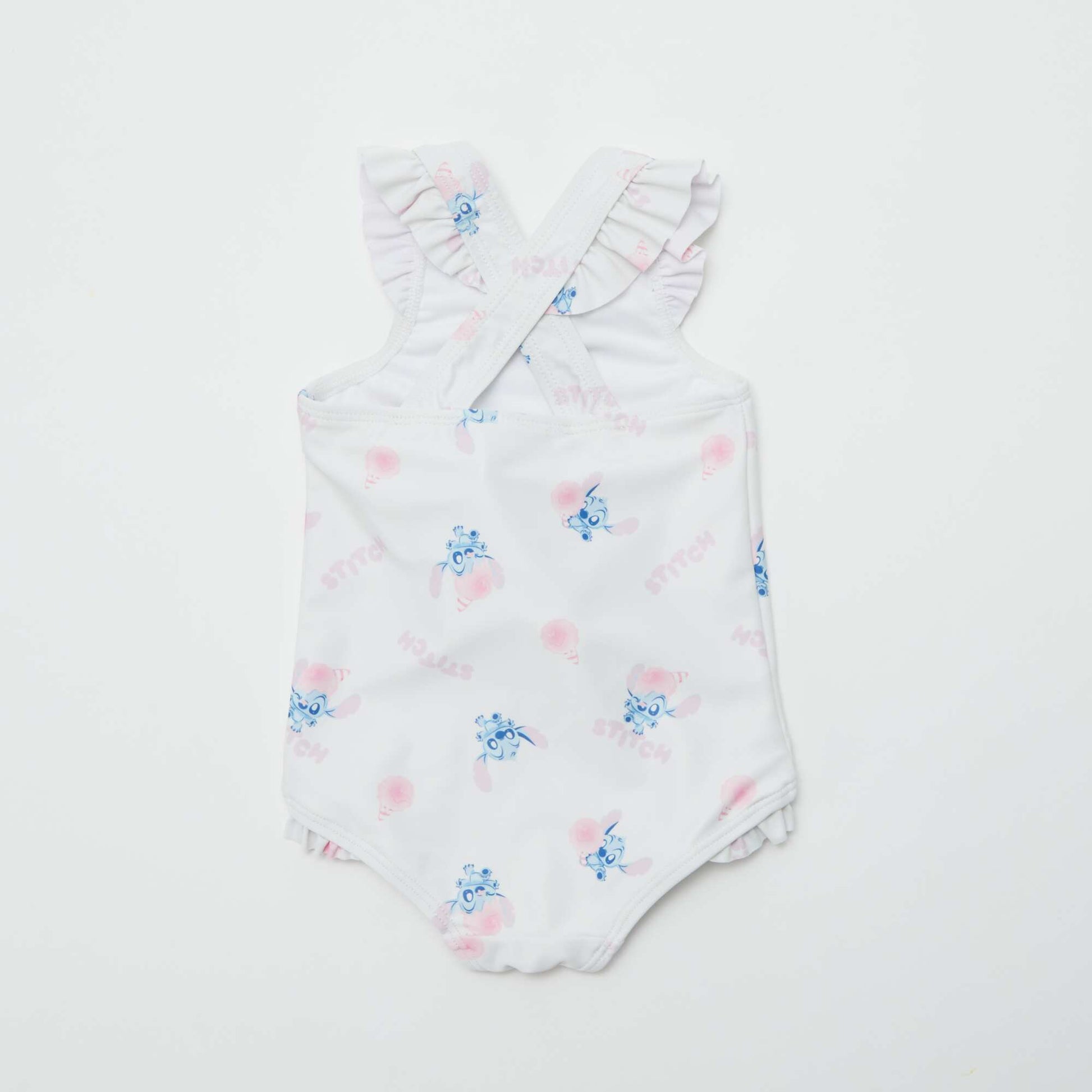 Ruffled 'Disney' 'Stitch' swimsuit - One-piece WHITE