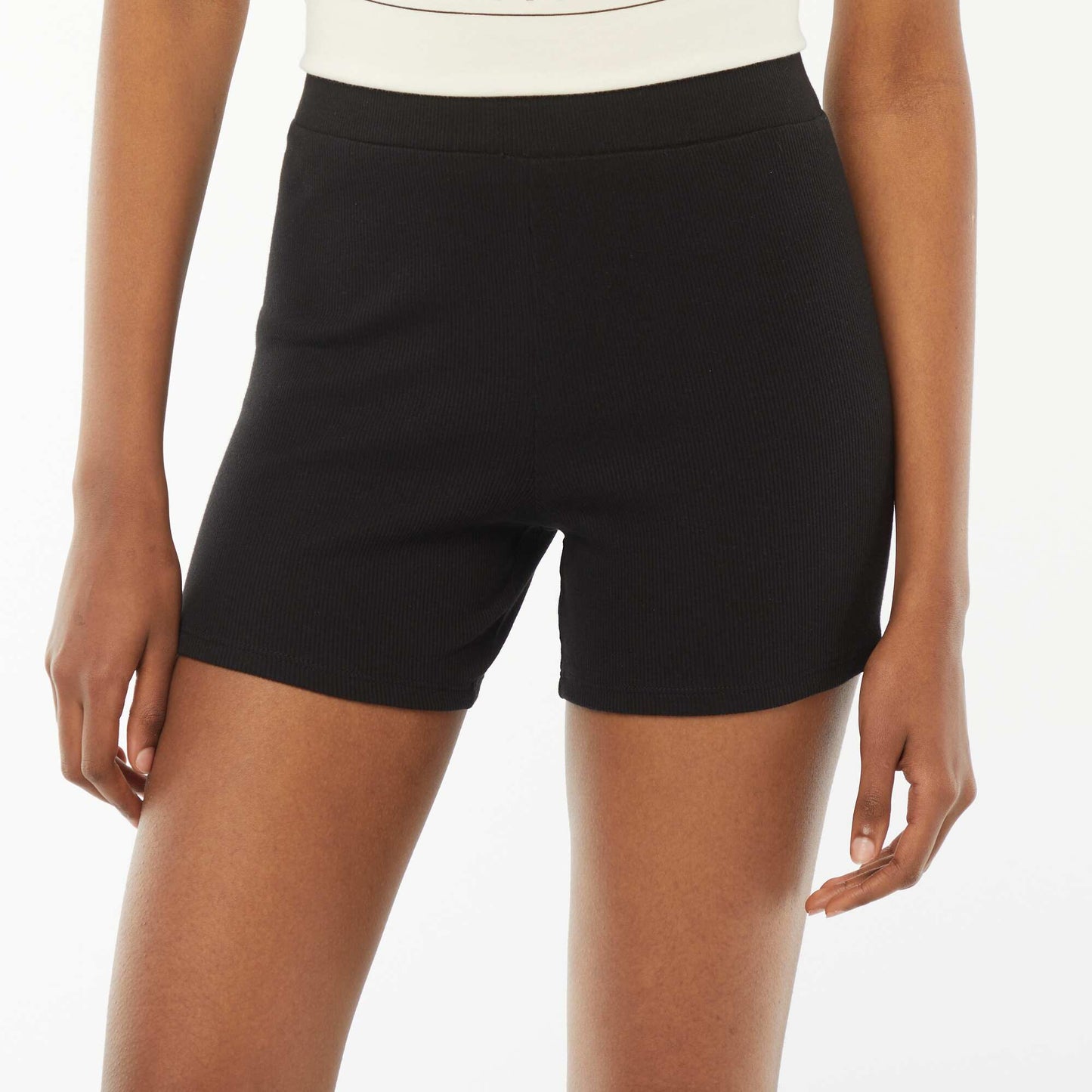 Ribbed knit cycling shorts BLACK
