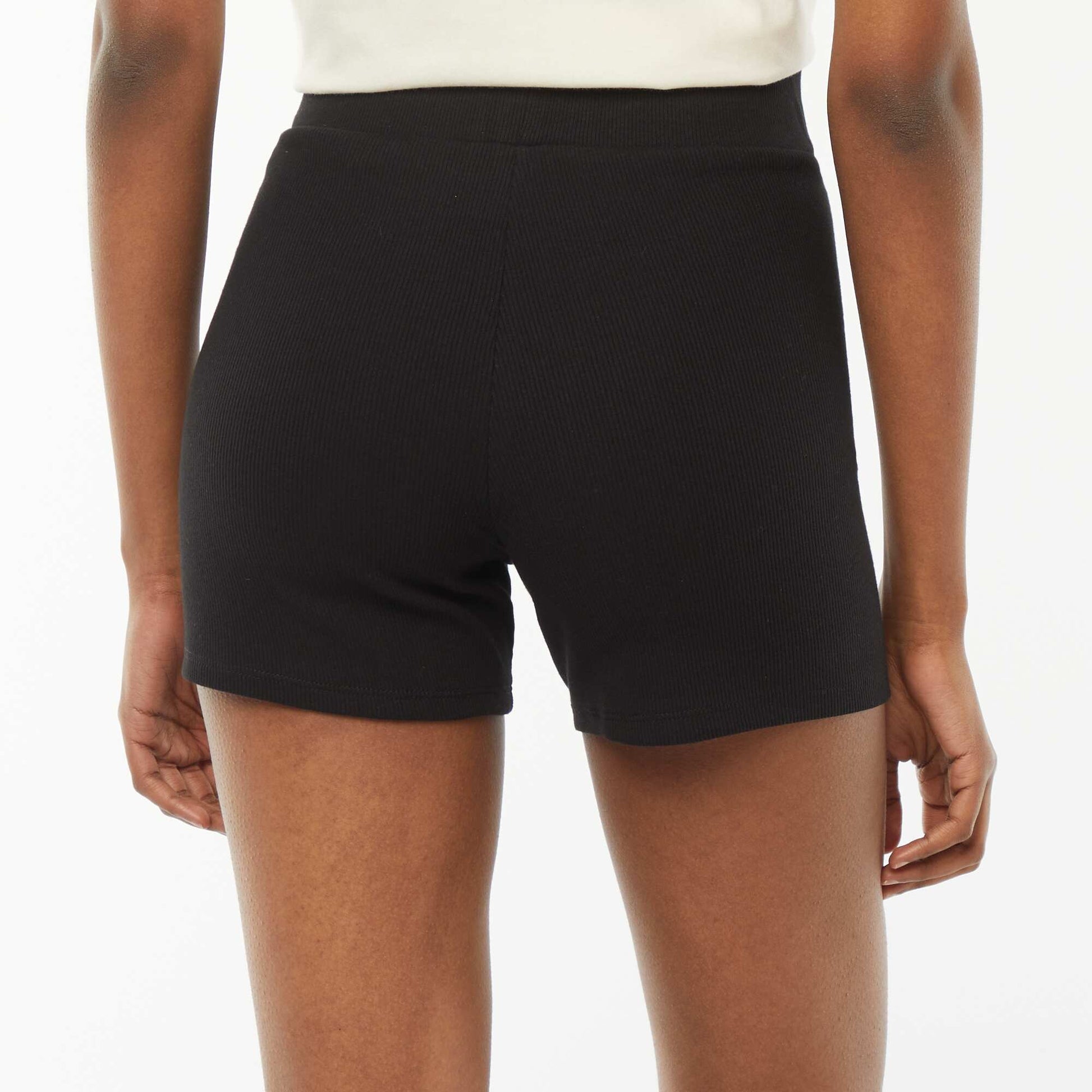 Ribbed knit cycling shorts BLACK