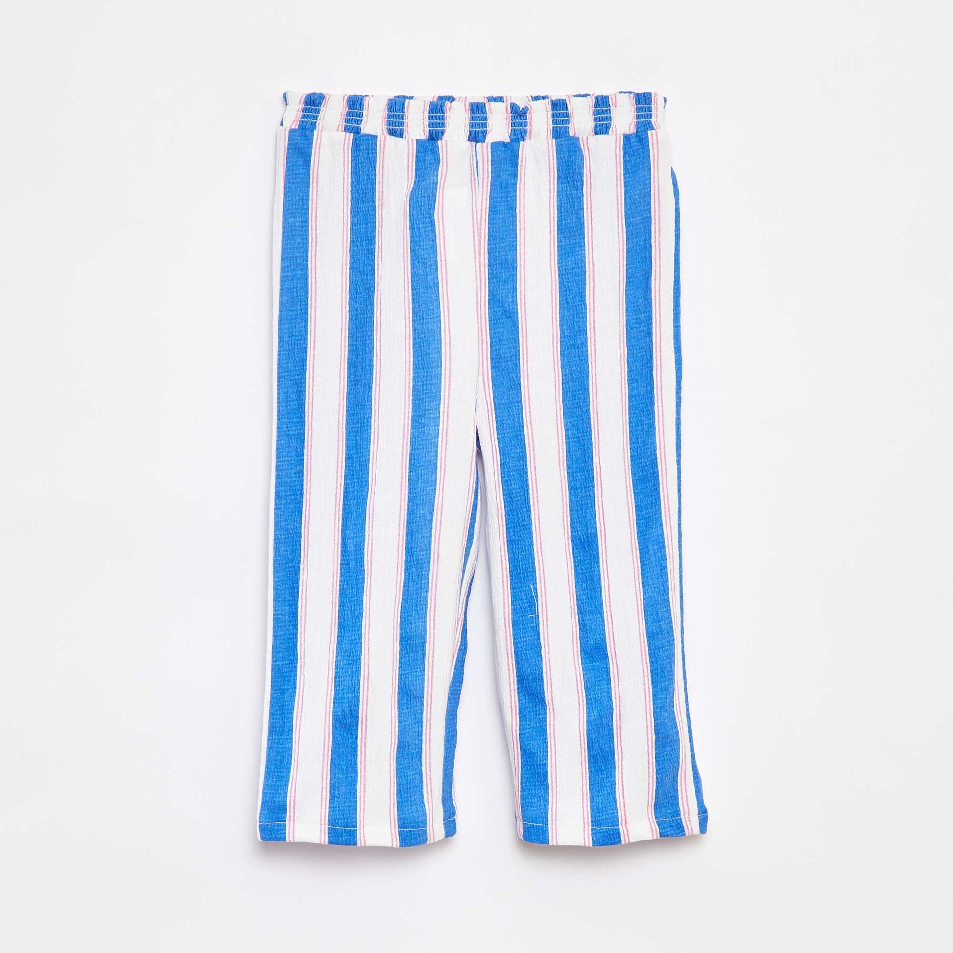 Stripe patterned paper bag trousers BLUE