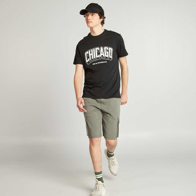 Lightweight sweatshirt fabric shorts with flap pockets GREEN