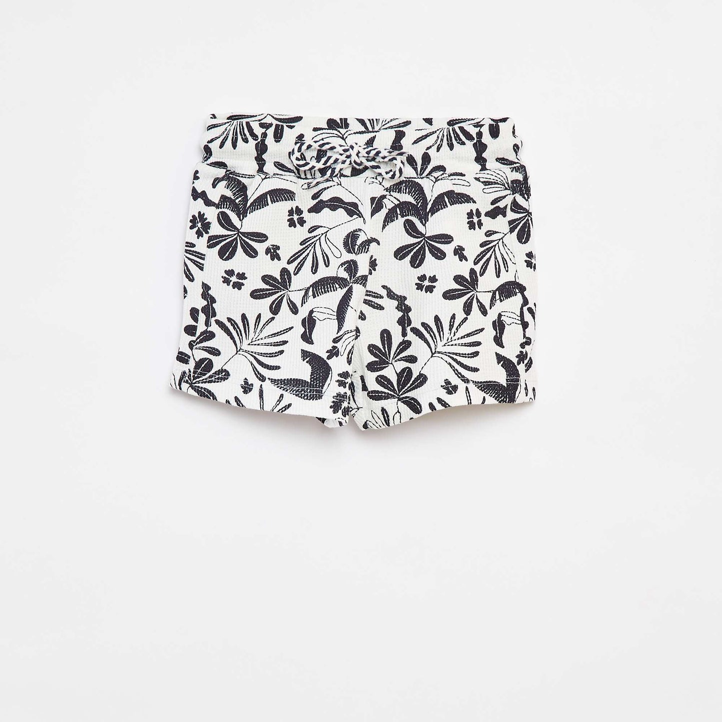 Printed waffle-knit shorts WHITE
