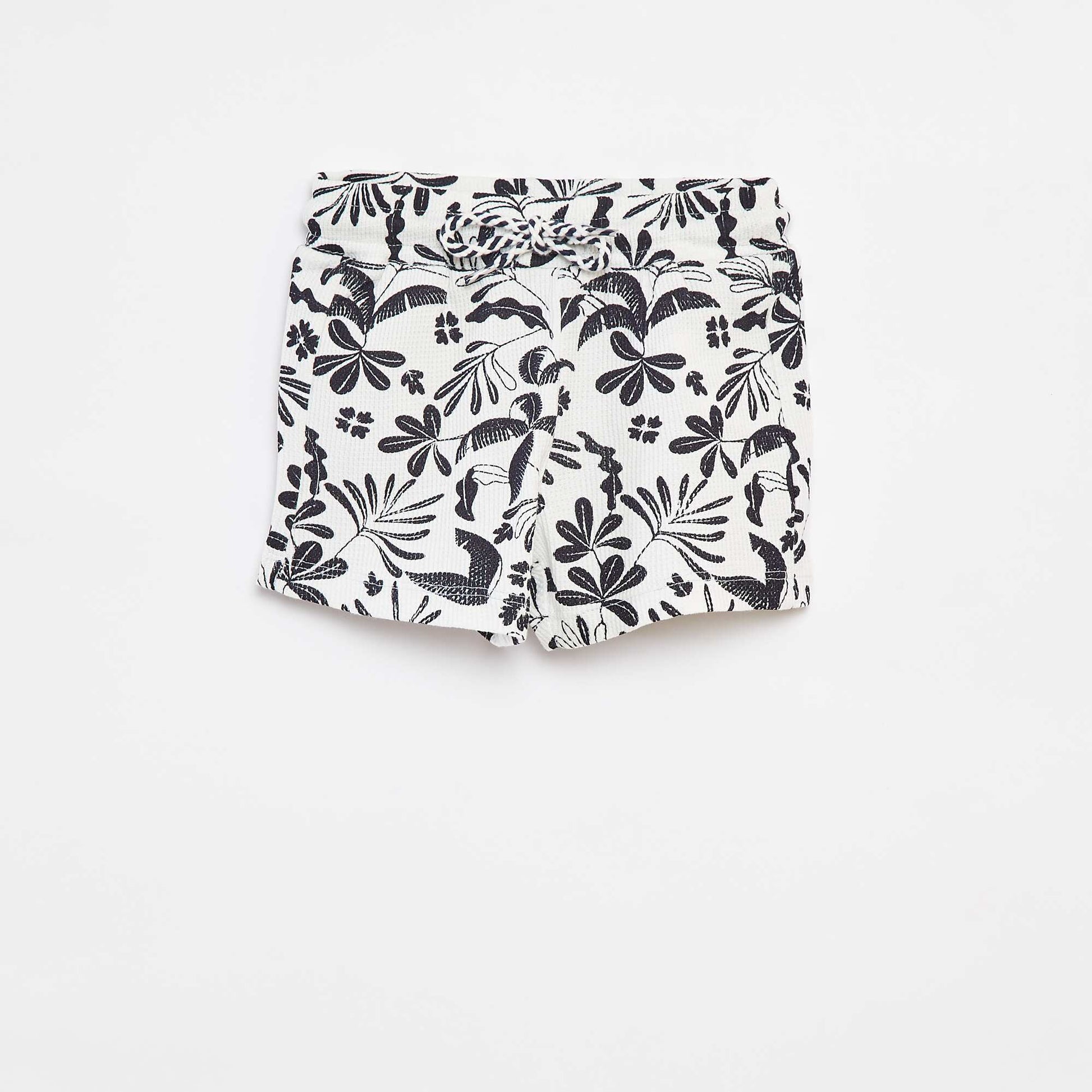 Printed waffle-knit shorts WHITE