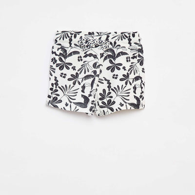 Printed waffle-knit shorts WHITE