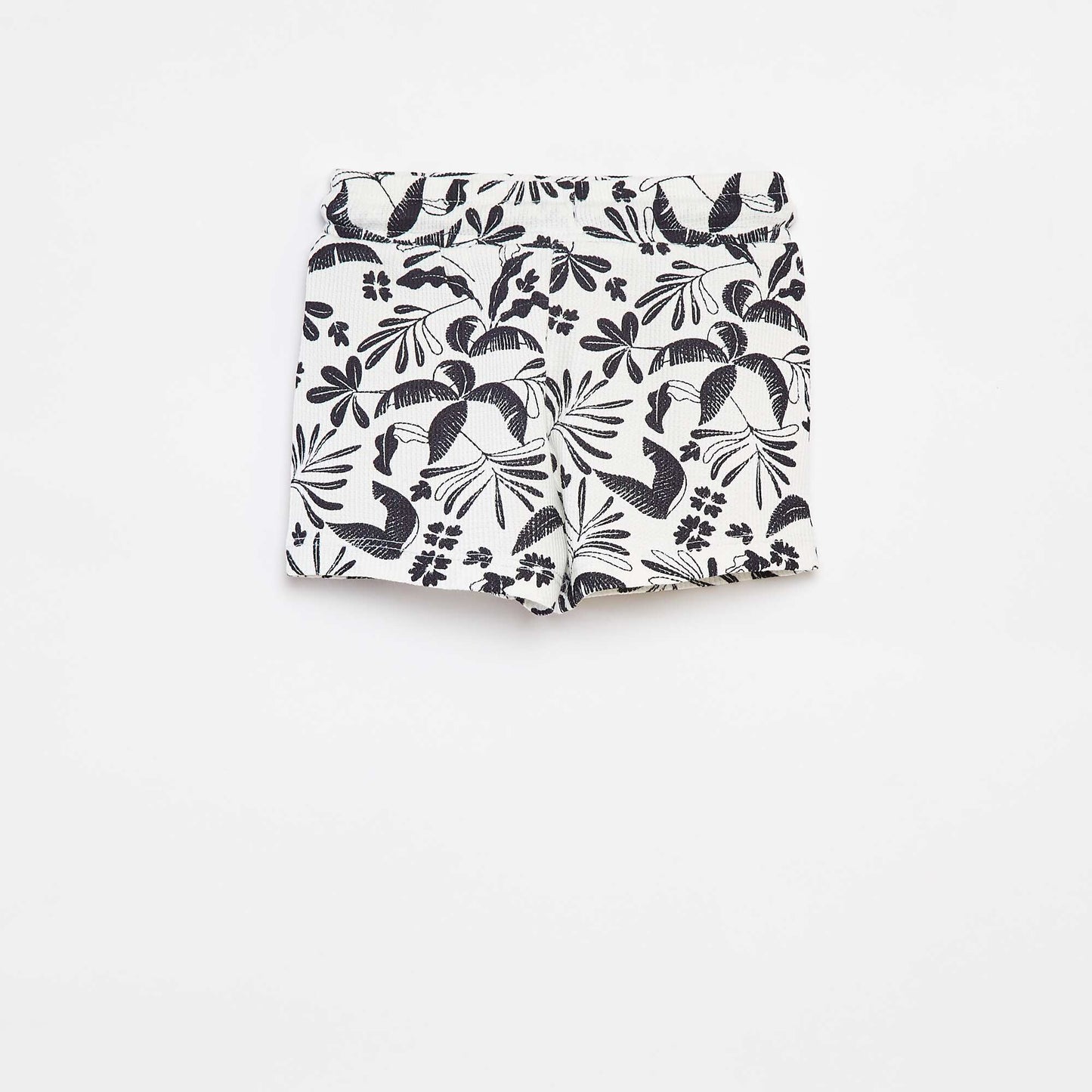 Printed waffle-knit shorts WHITE