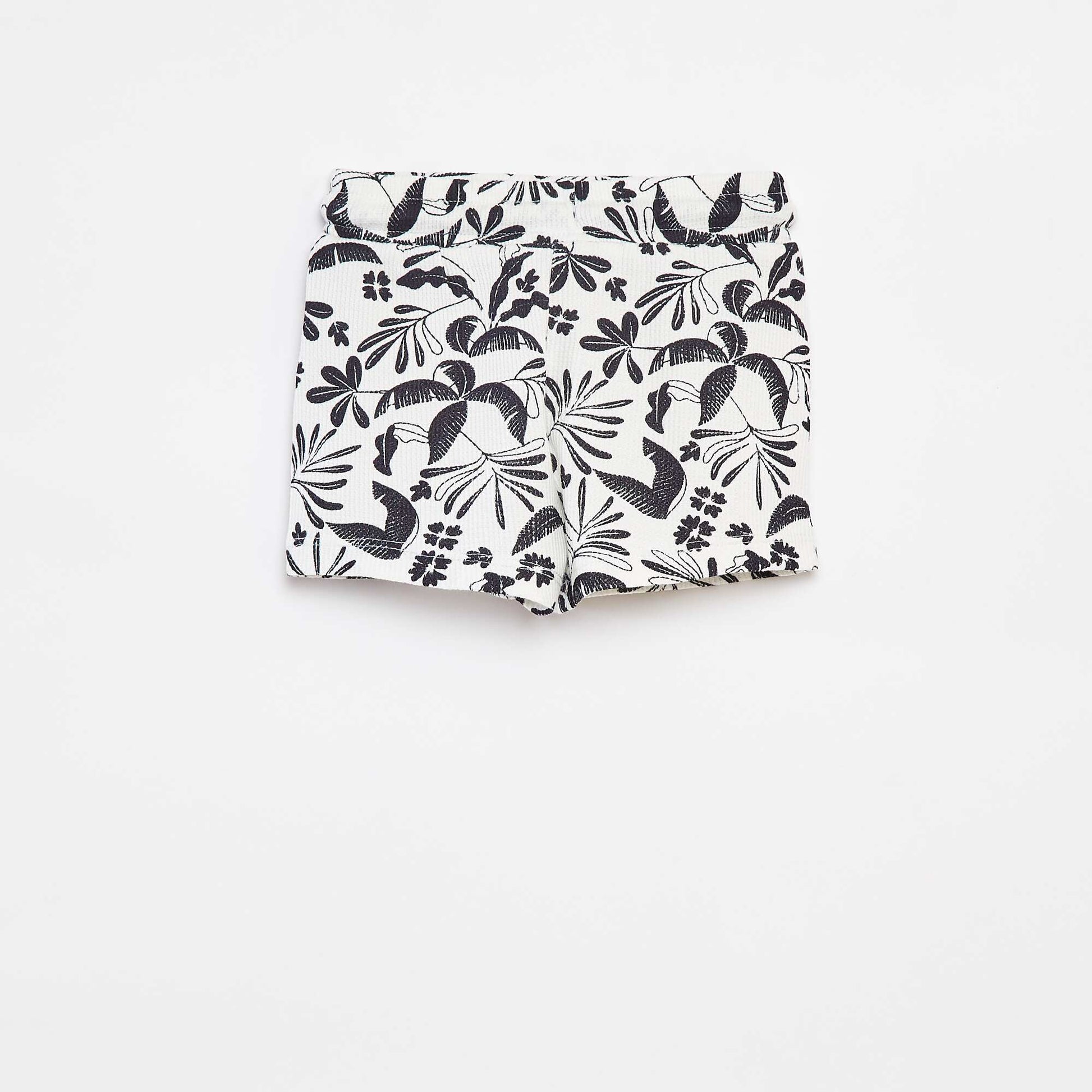 Printed waffle-knit shorts WHITE