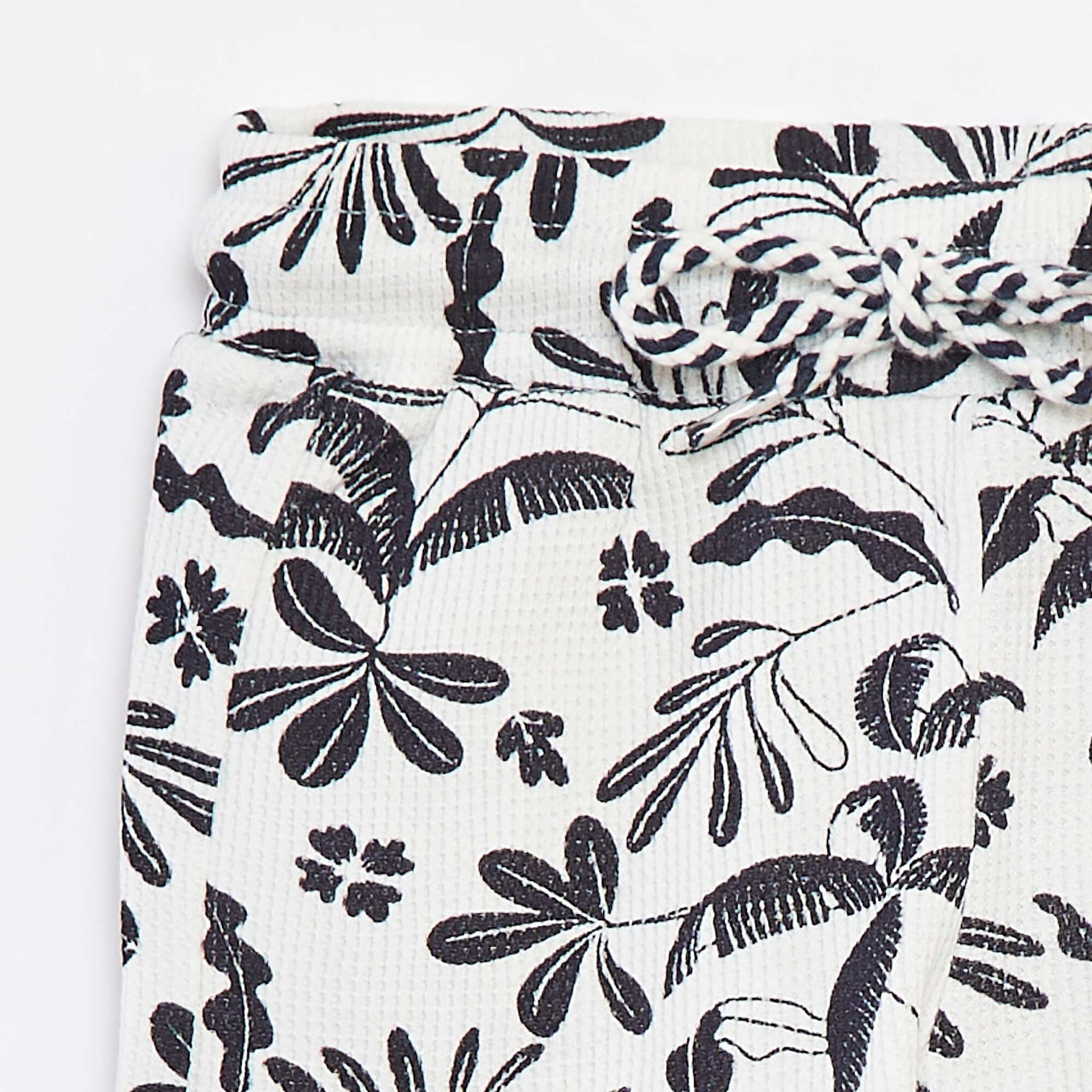 Printed waffle-knit shorts WHITE