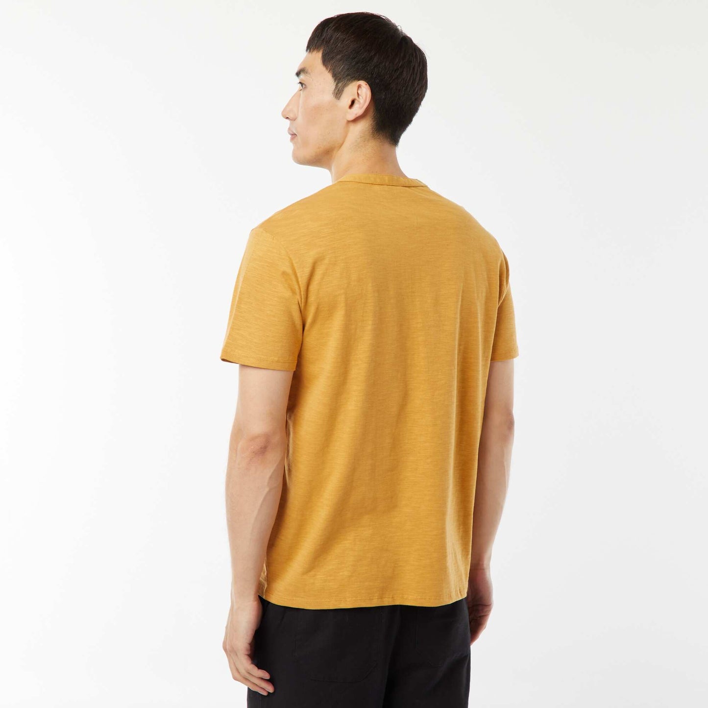 Short-sleeved T-shirt with Henley collar BEIGE