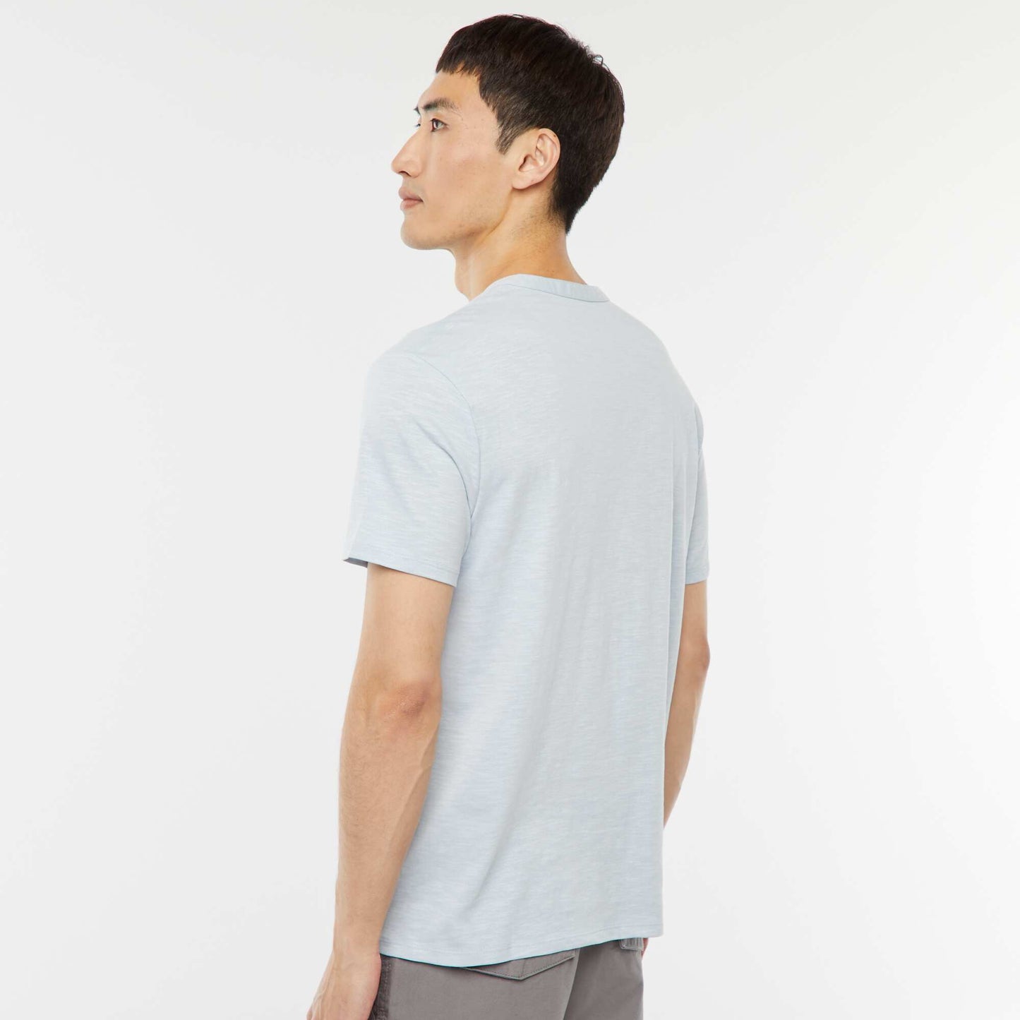 Short-sleeved T-shirt with Henley collar BLUE