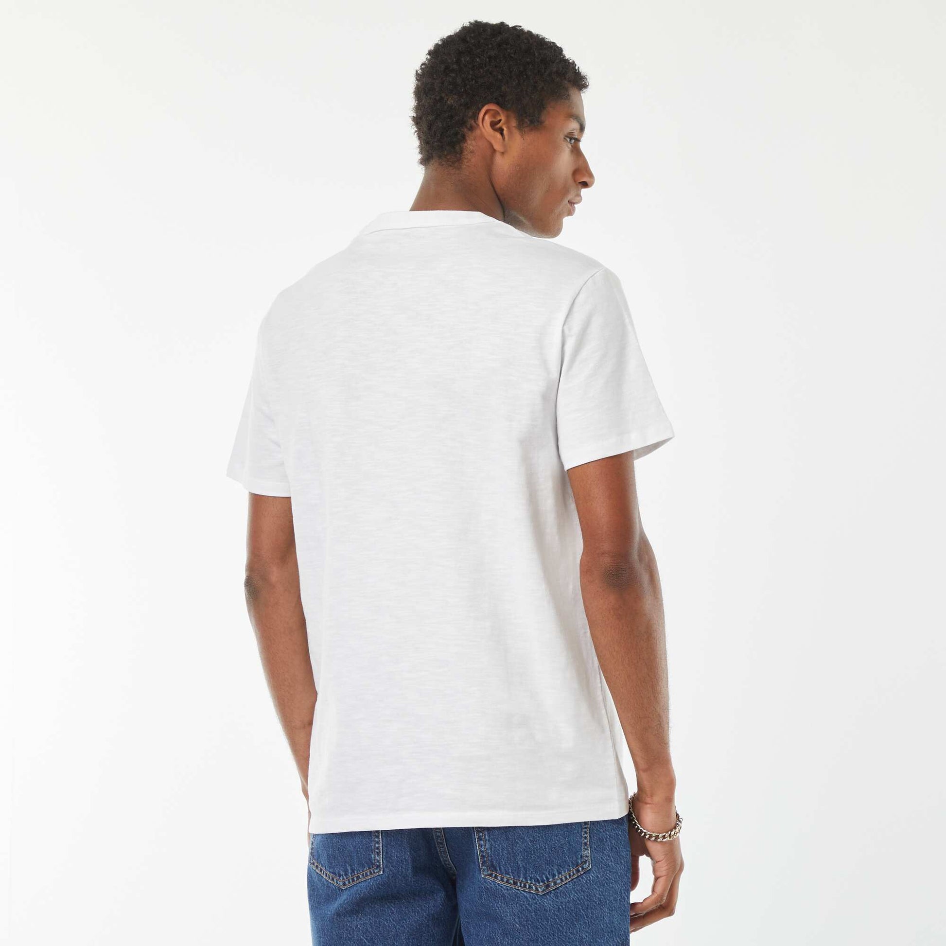 Short-sleeved T-shirt with Henley collar WHITE