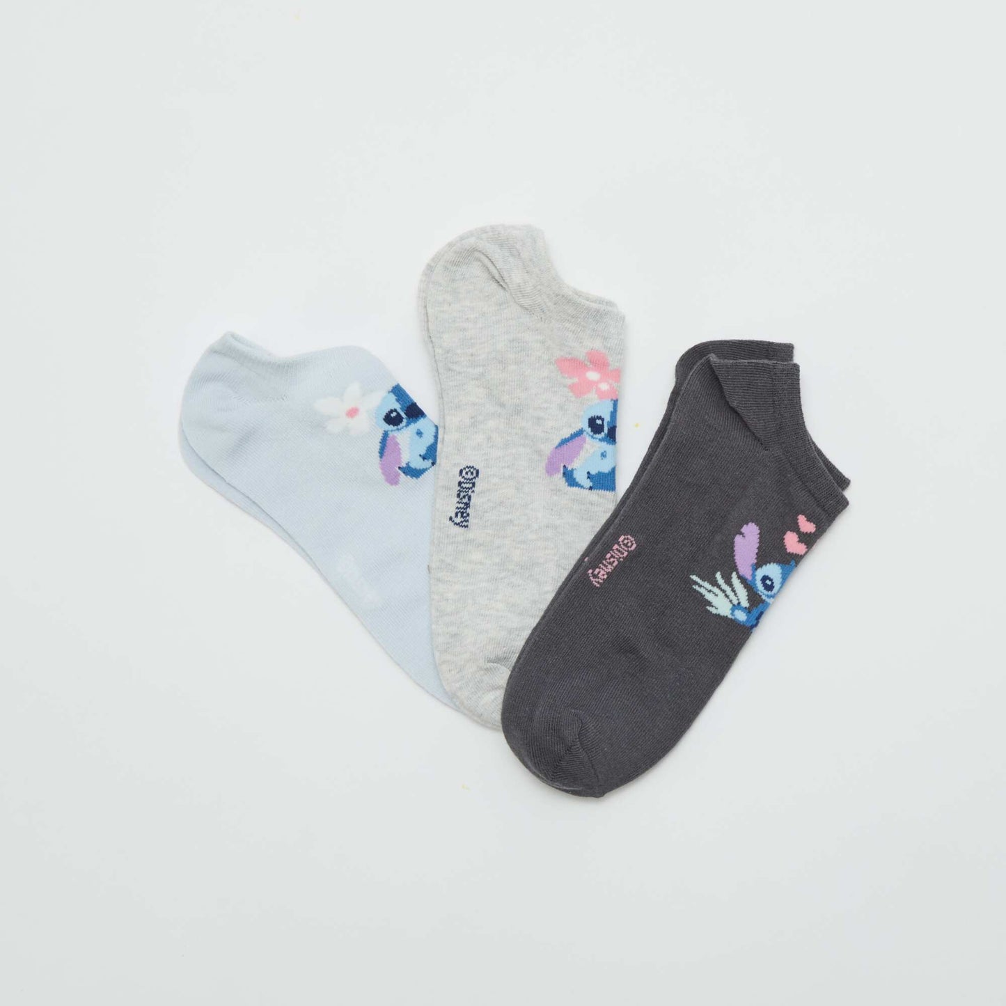 Pack of 3 pairs of 'Stitch' pop socks BLUE