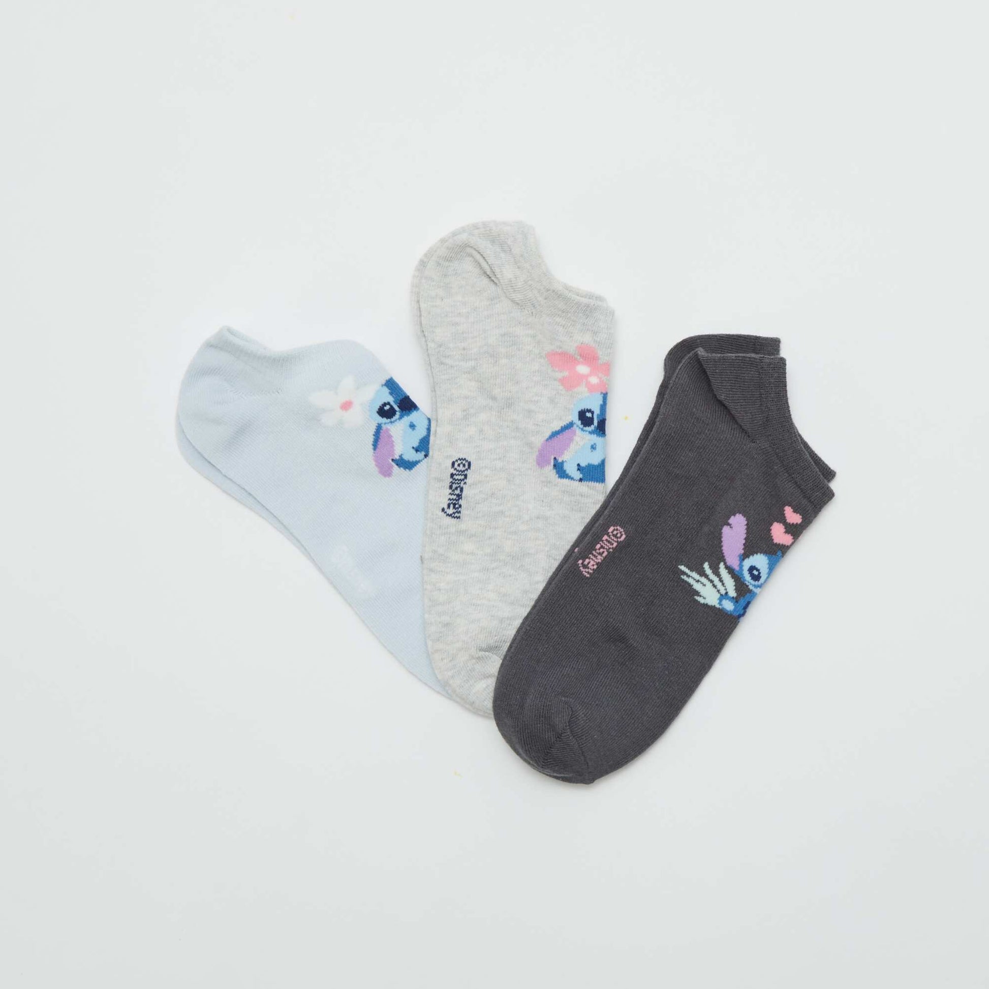 Pack of 3 pairs of 'Stitch' pop socks BLUE
