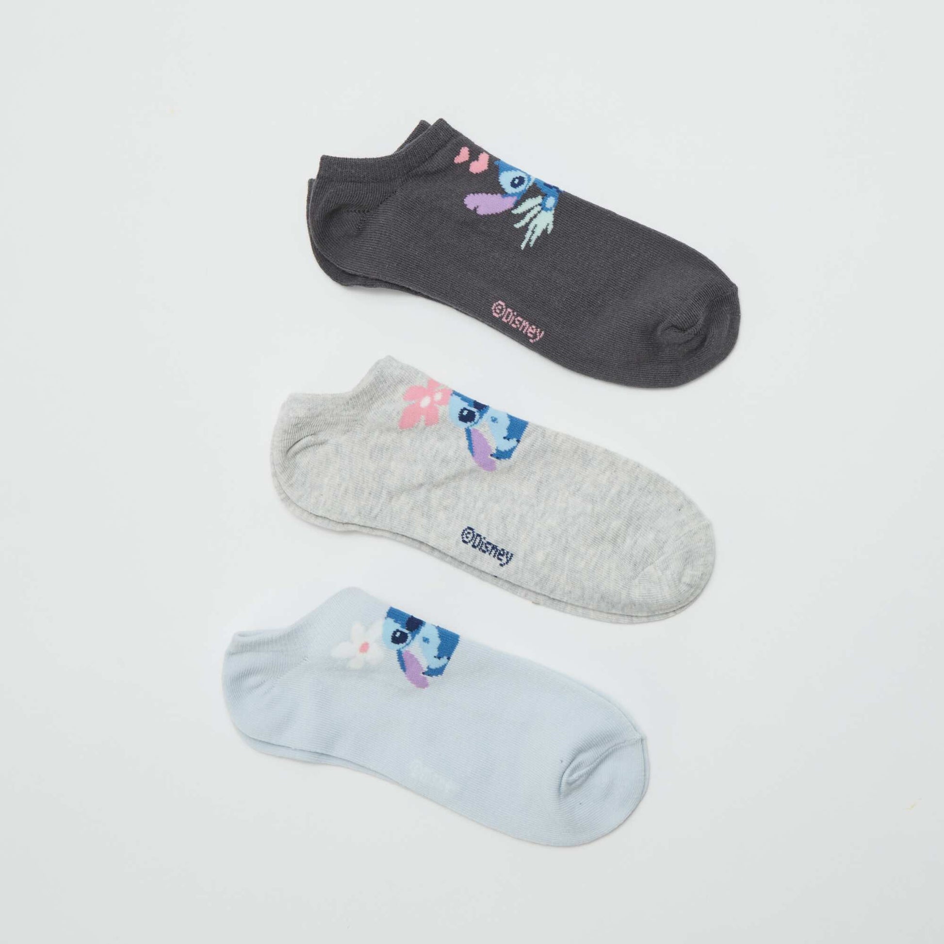 Pack of 3 pairs of 'Stitch' pop socks BLUE