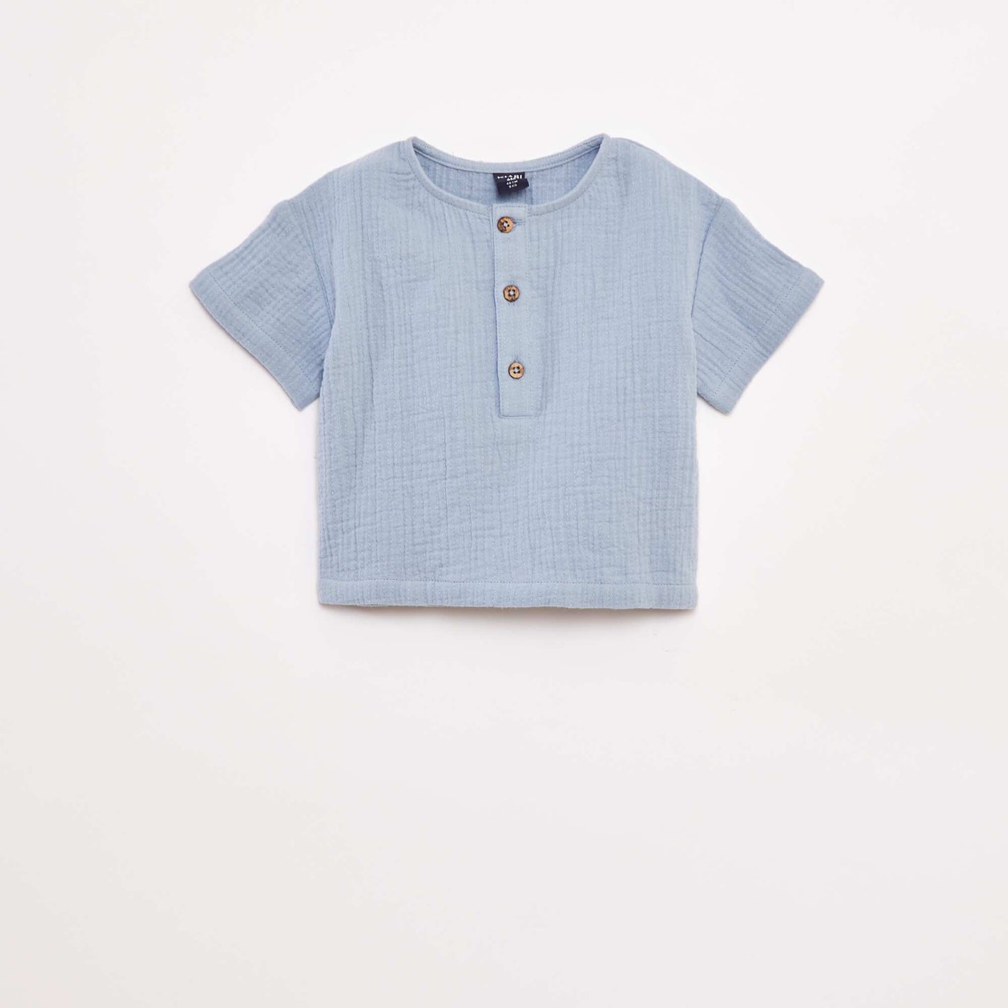 Short-sleeved cotton gauze shirt BLUE