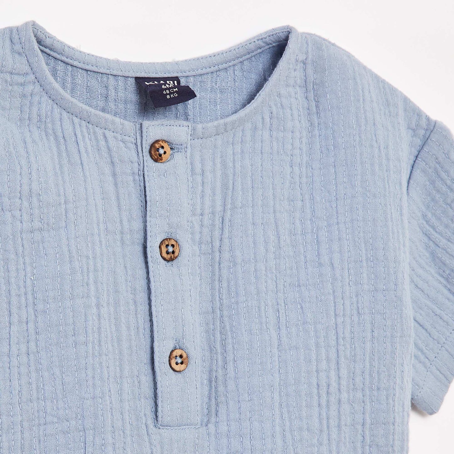Short-sleeved cotton gauze shirt BLUE