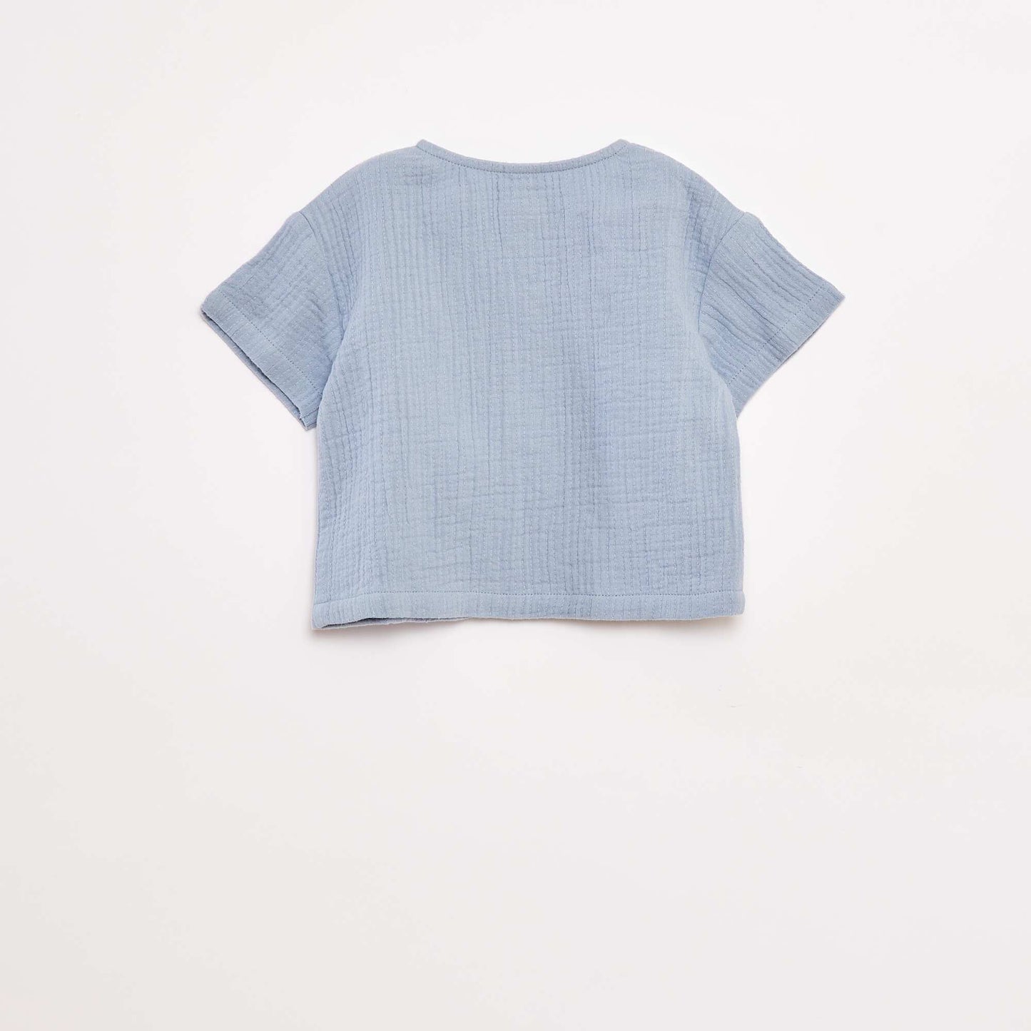 Short-sleeved cotton gauze shirt BLUE