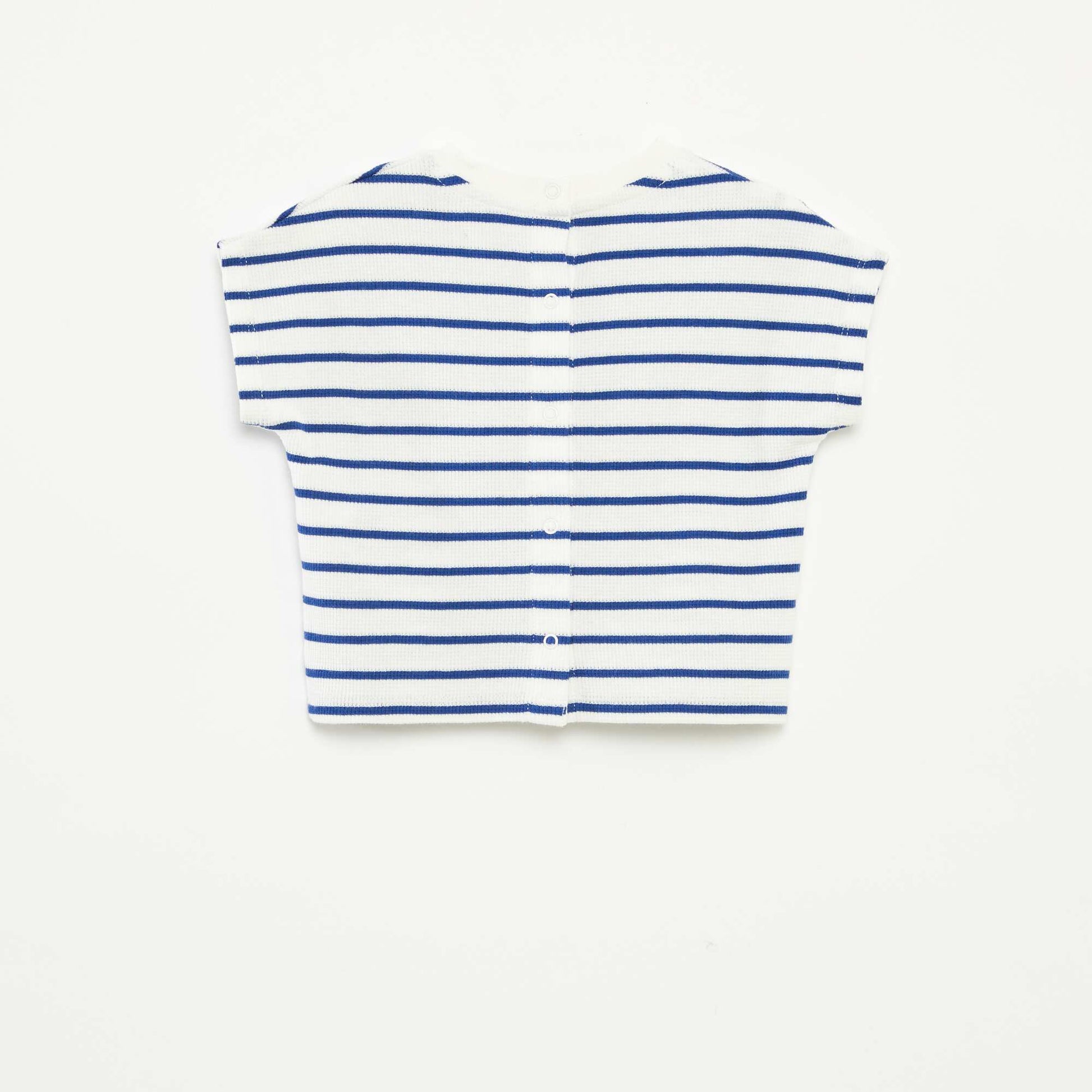 Printed waffle-knit T-shirt WHITE