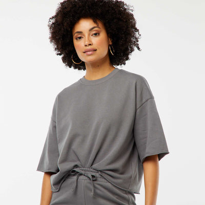 Short-sleeved loose-fitting sweatshirt GREY
