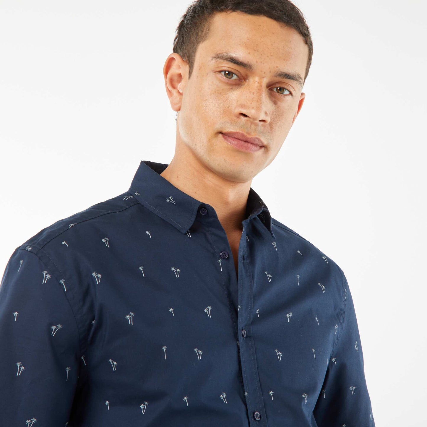 Short-sleeved straight-cut shirt BLUE