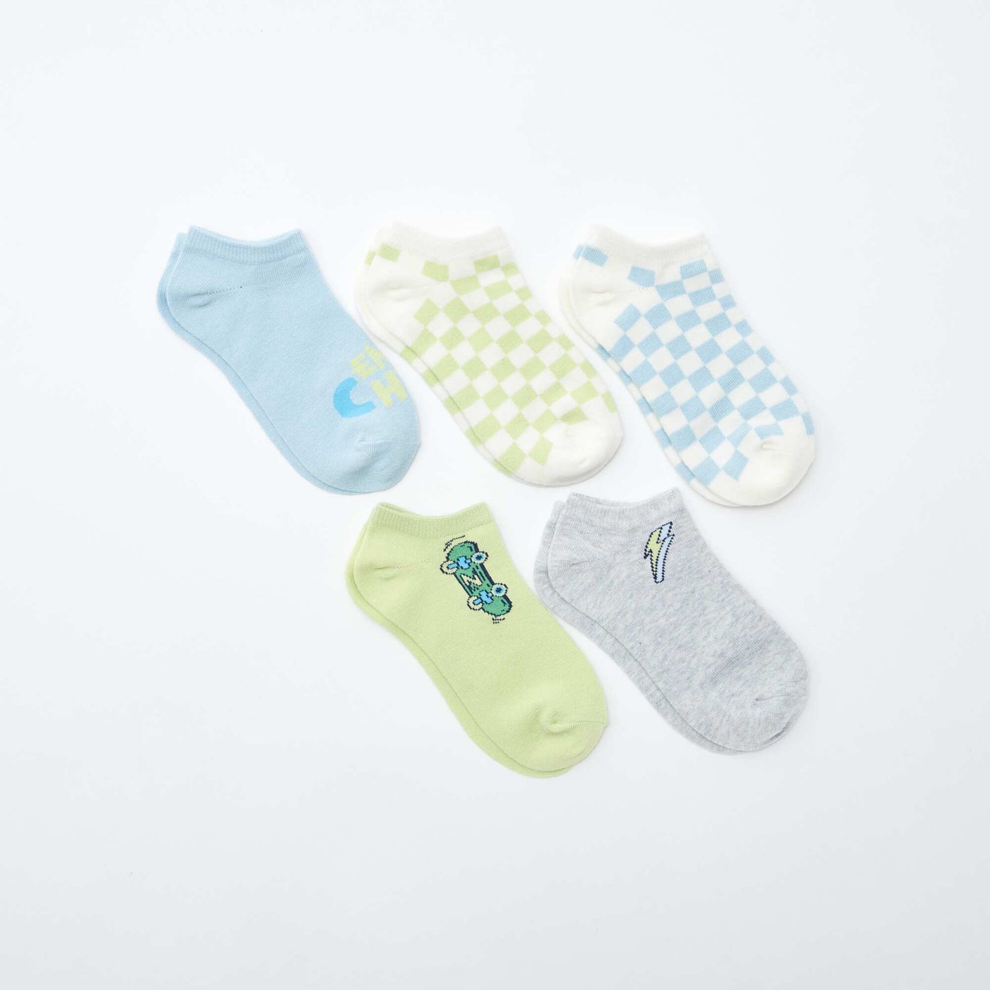 Pack of printed invisible socks GREEN