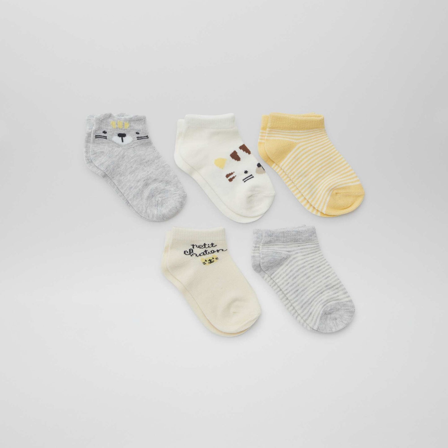 Pack of 5 pairs of invisible socks GREY