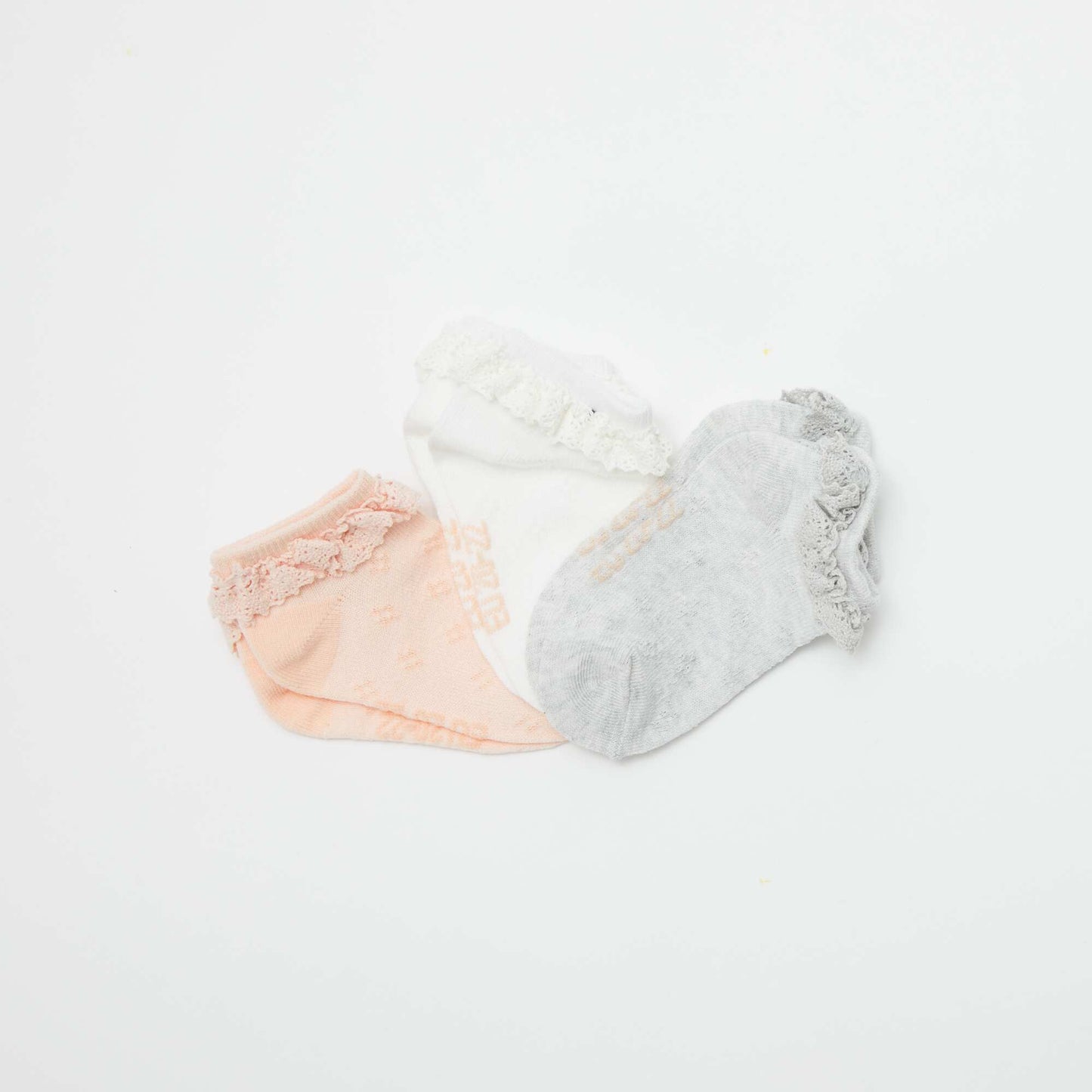 Pack of 3 pairs of ruffled socks PINK