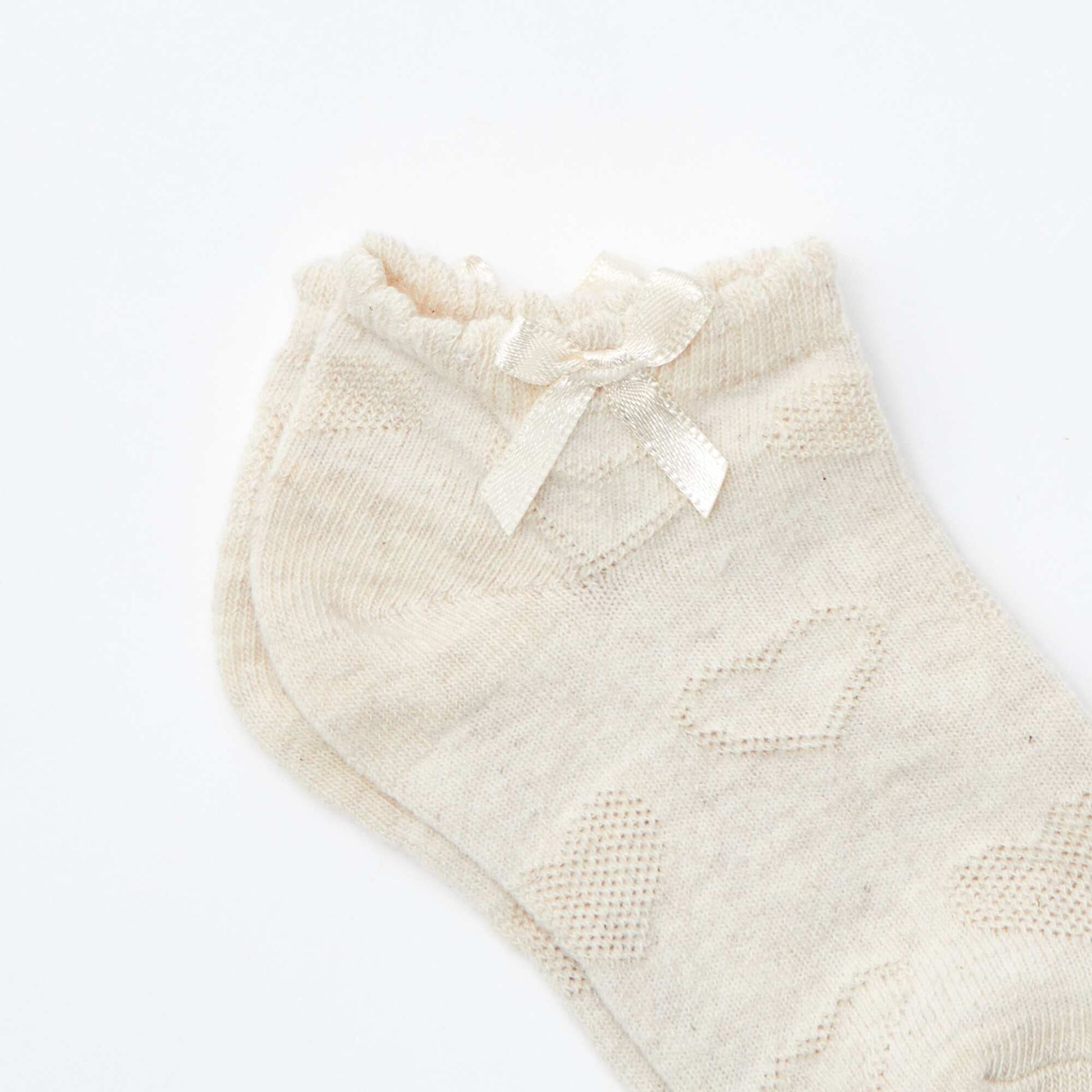 Pack of 3 pairs of textured knit ankle socks BLUE