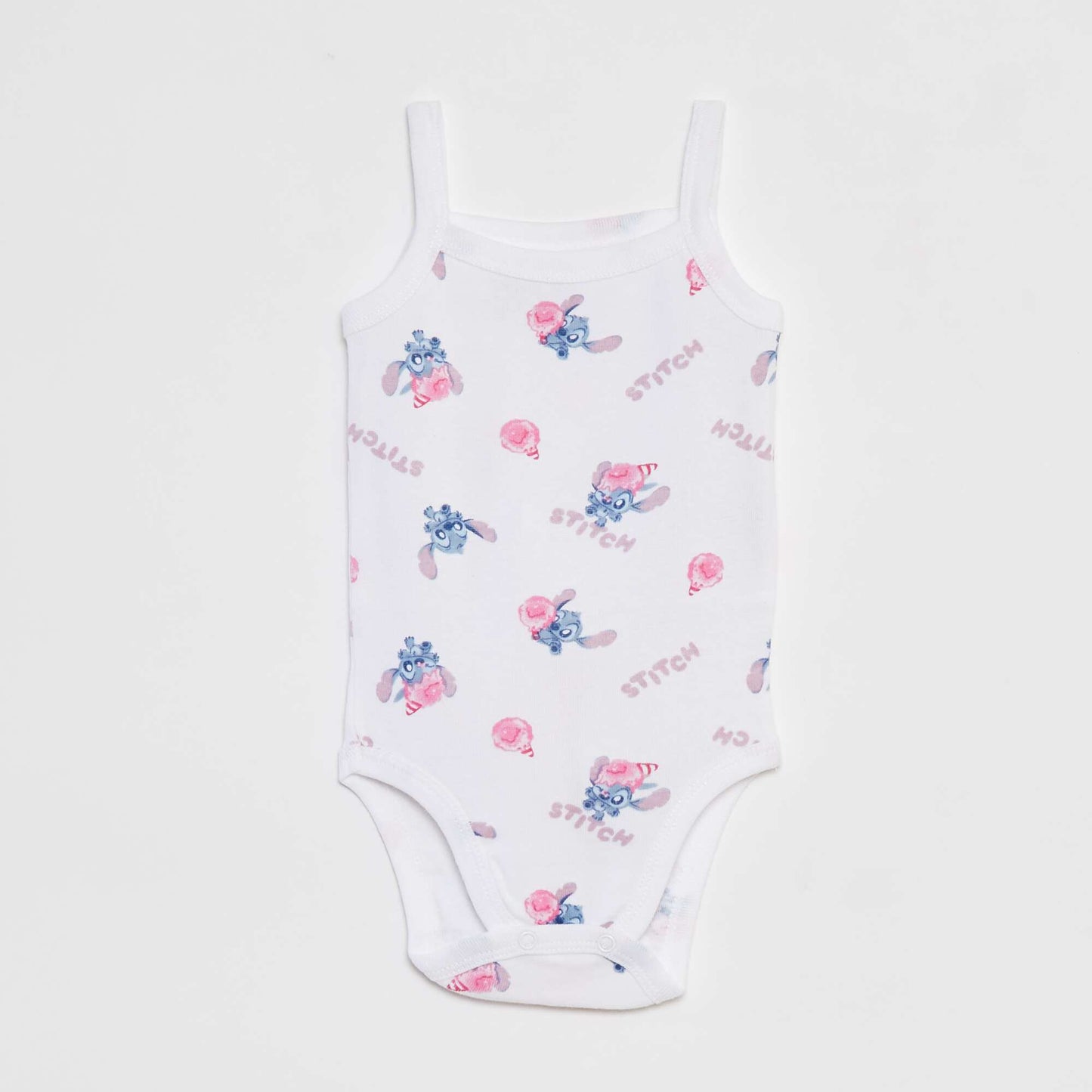 Pack of 2 Stitch bodysuits with narrow straps WHITE