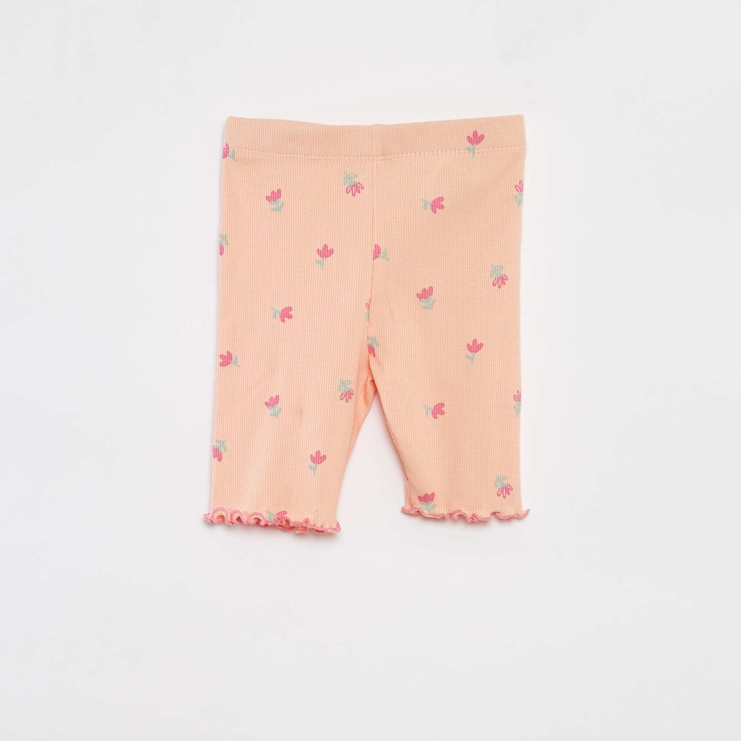 Short ribbed pyjamas with scalloped edges ORANGE