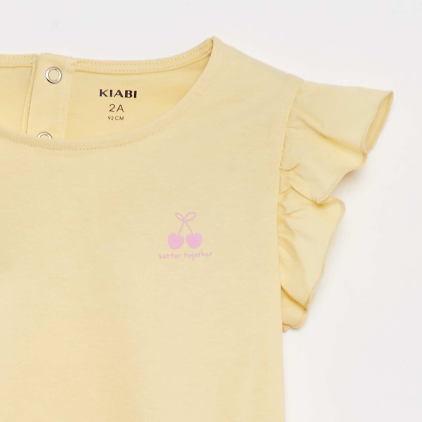 Ruffled T-shirt + shorts pyjama set - 2-piece set YELLOW