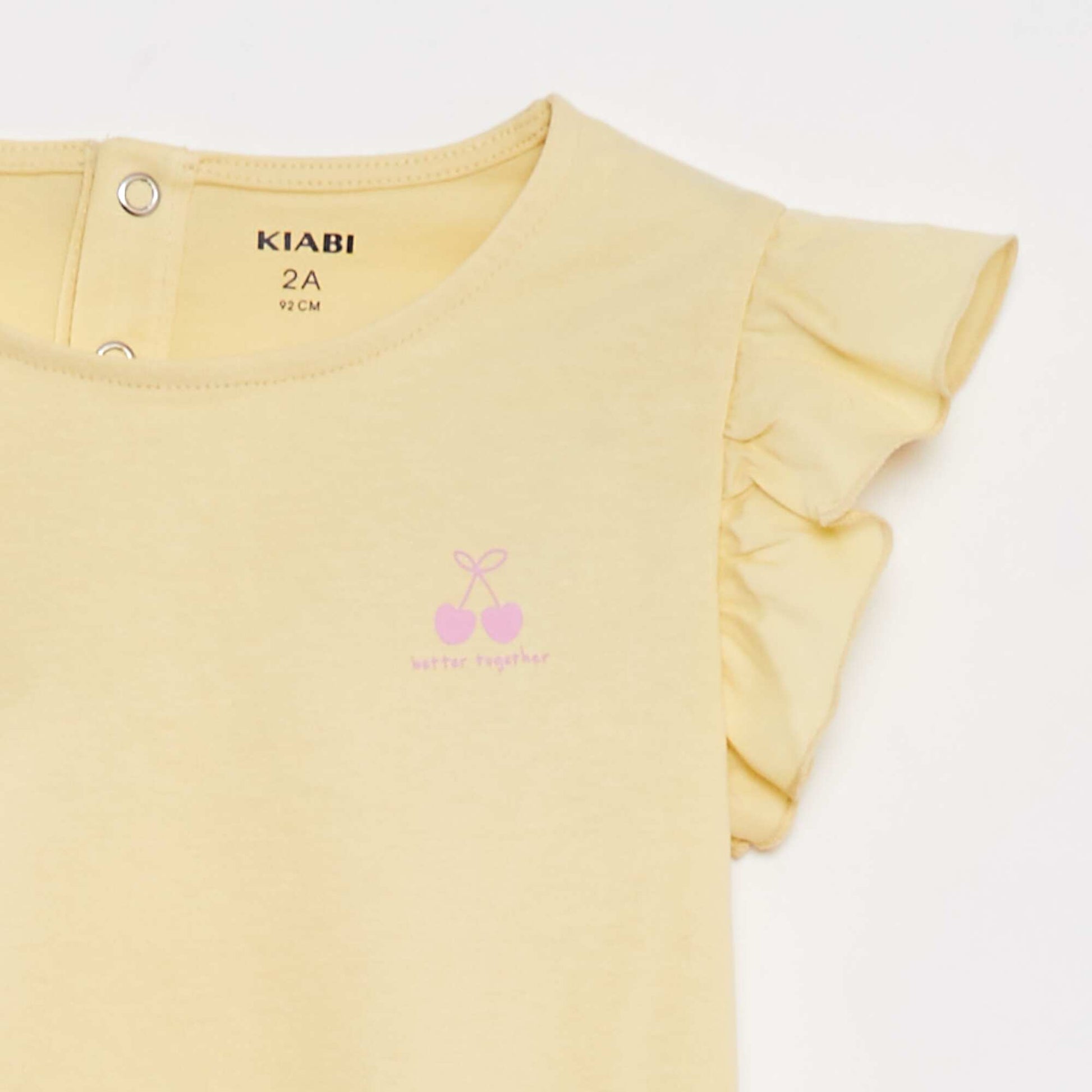 Ruffled T-shirt + shorts pyjama set - 2-piece set YELLOW