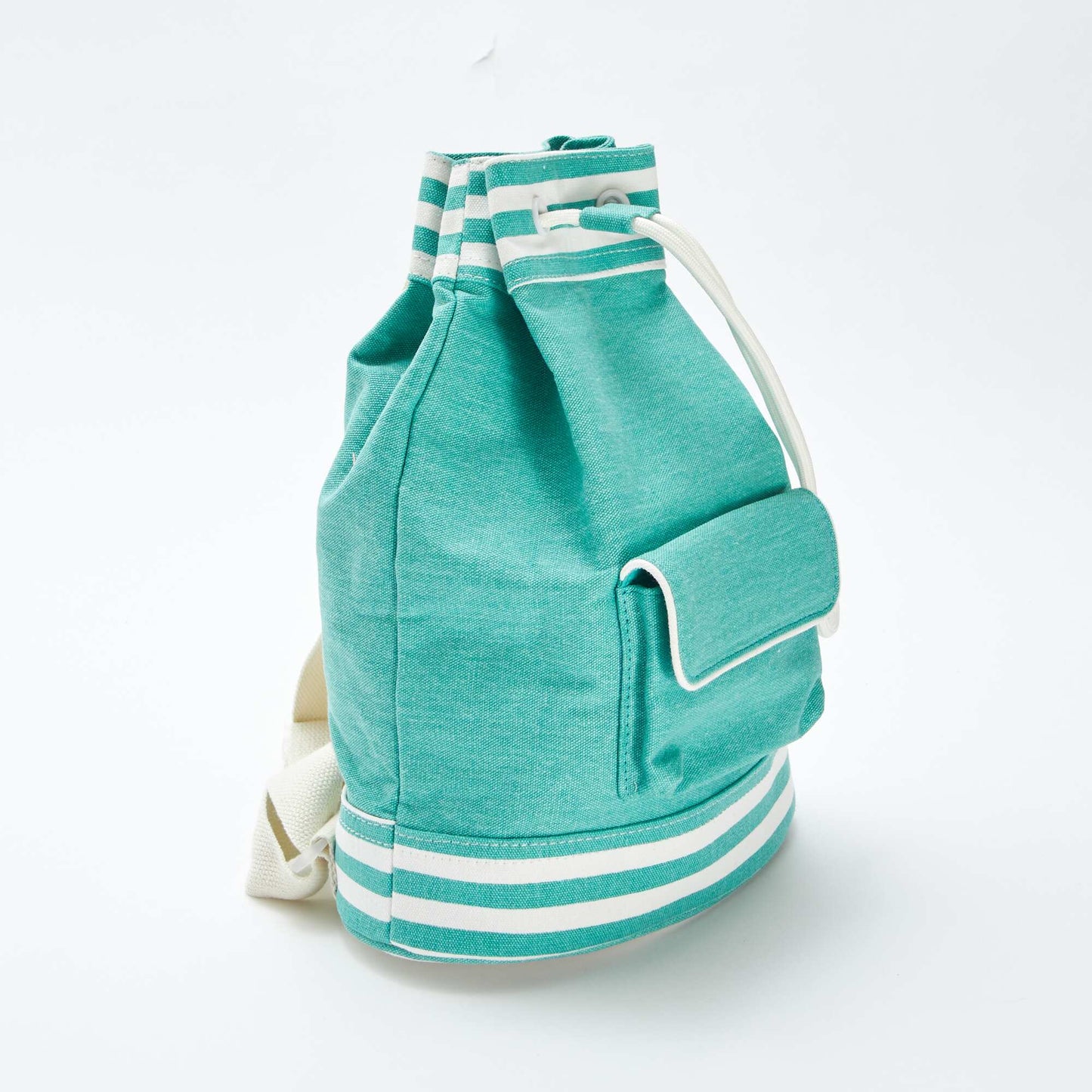 Two-tone canvas bucket-style backpack BLUE