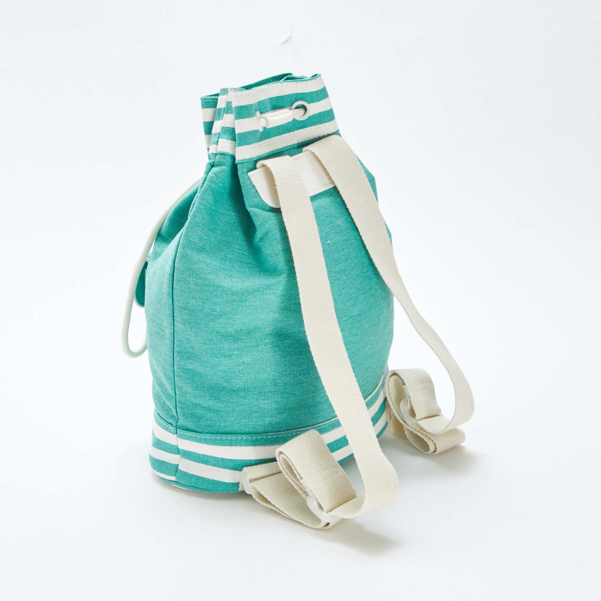 Two-tone canvas bucket-style backpack BLUE
