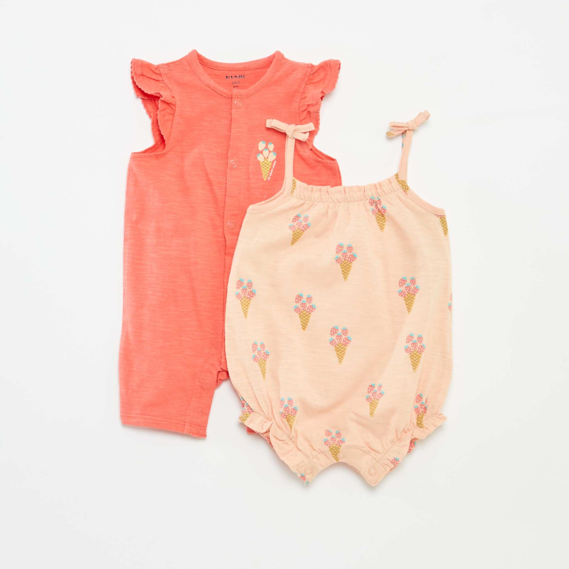 Pack of 2 lightweight sleepsuits ORANGE