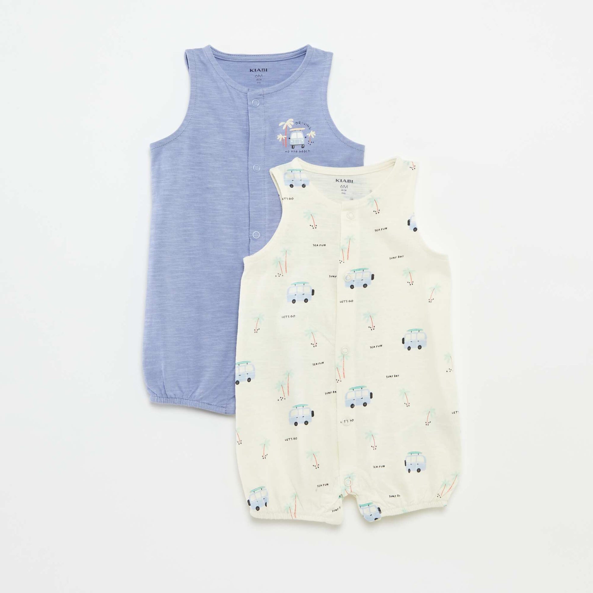 Pack of 2 lightweight sleeveless sleepsuits BLUE