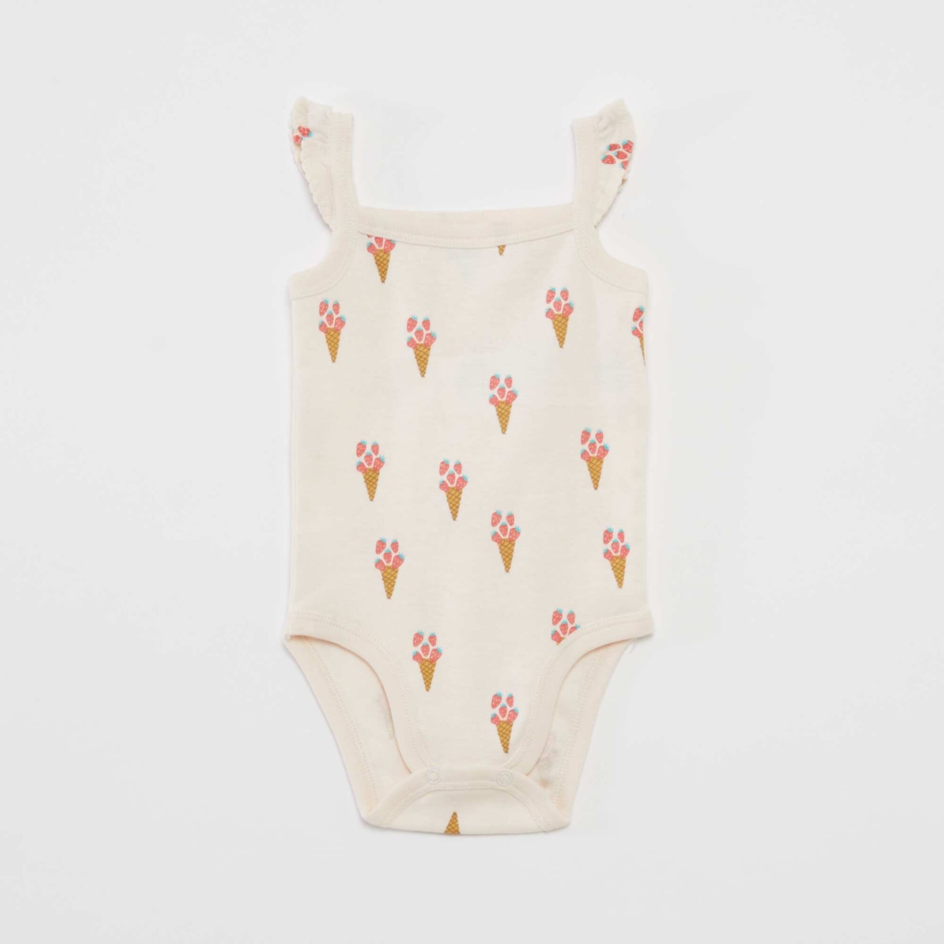 Set of 3 bodies with ruffled straps WHITE