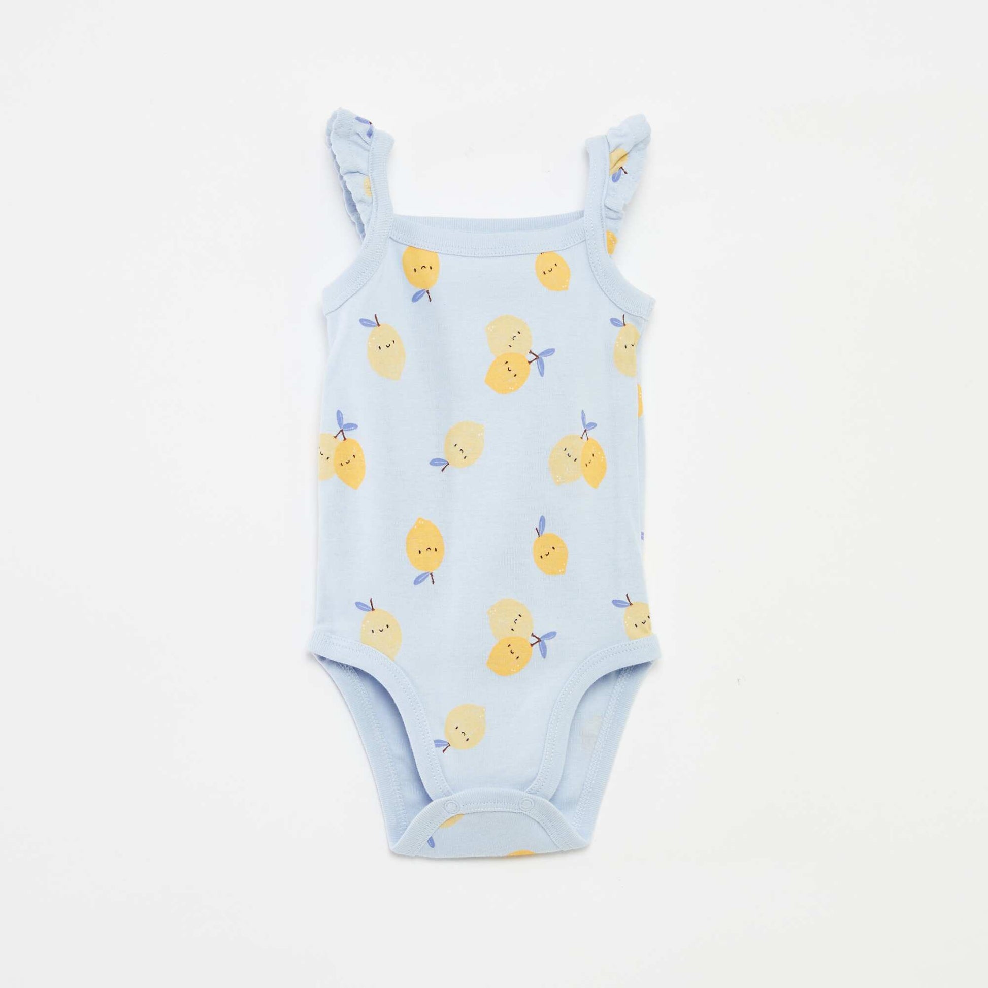 Set of 3 bodies with ruffled straps BLUE