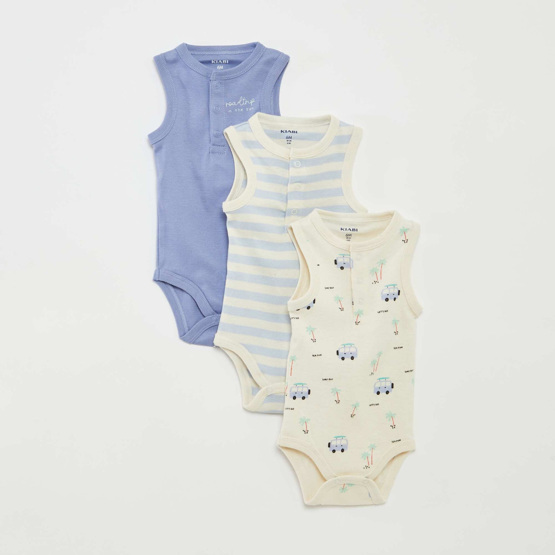 Pack of 3 sleeveless bodysuits WHITE