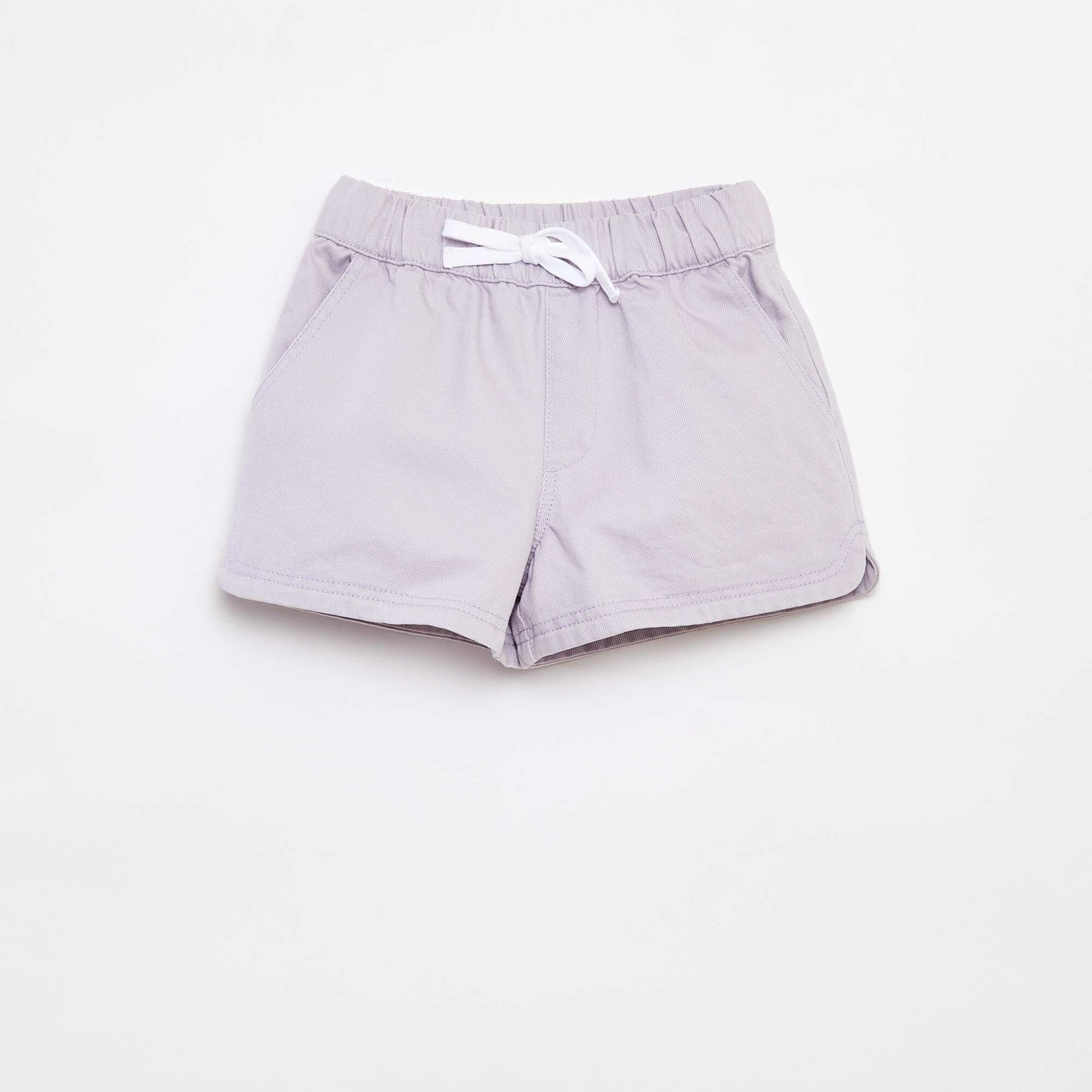 Twill shorts with elasticated waist PURPLE