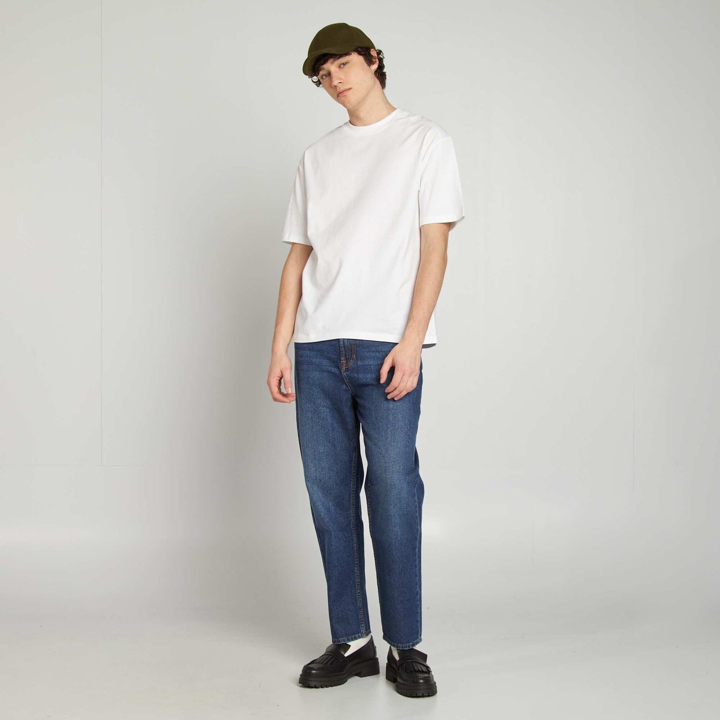 Short-sleeved jersey knit T-shirt WHITE