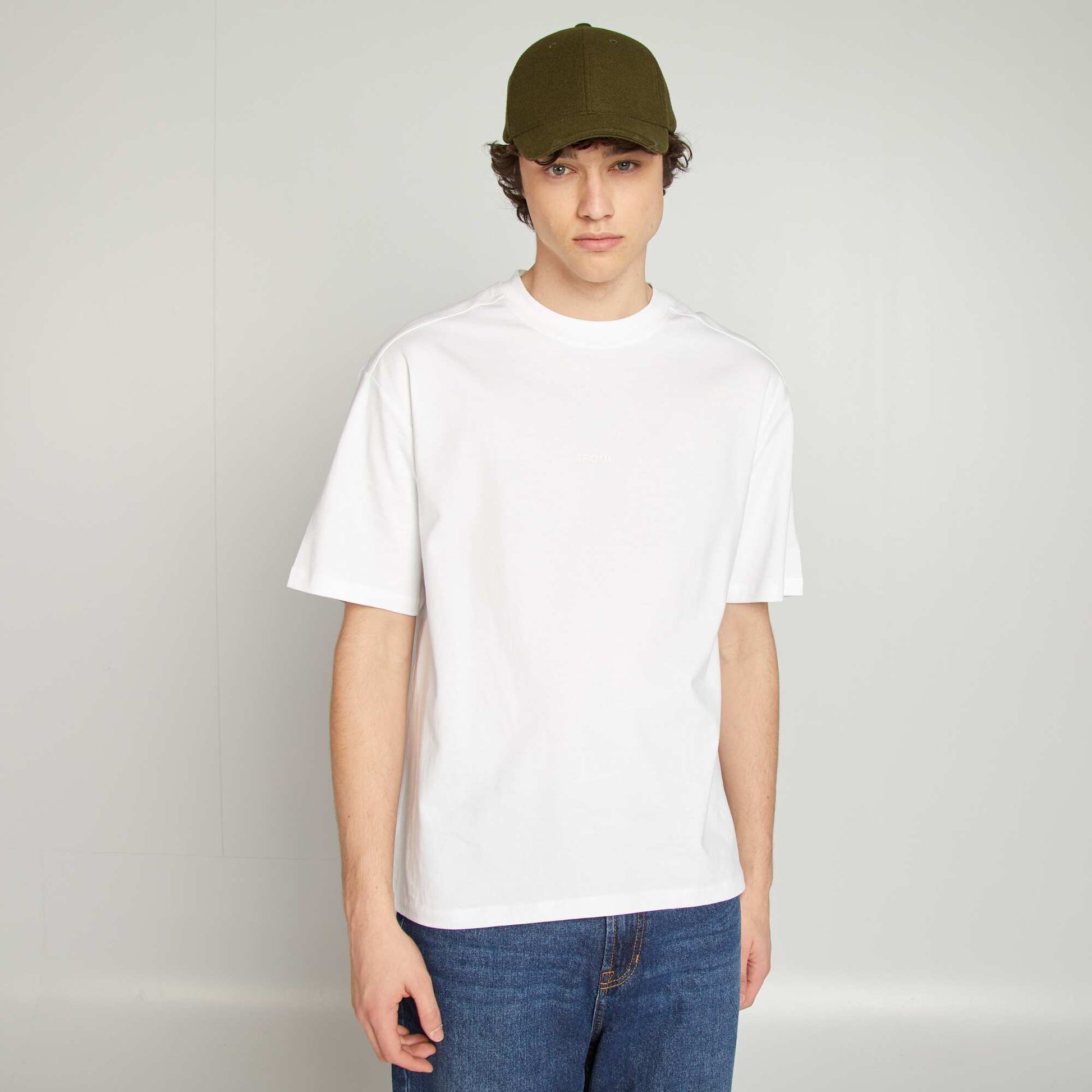Short-sleeved jersey knit T-shirt WHITE