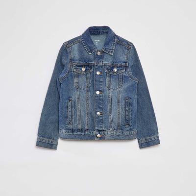 Denim jacket with button fastening BLUE