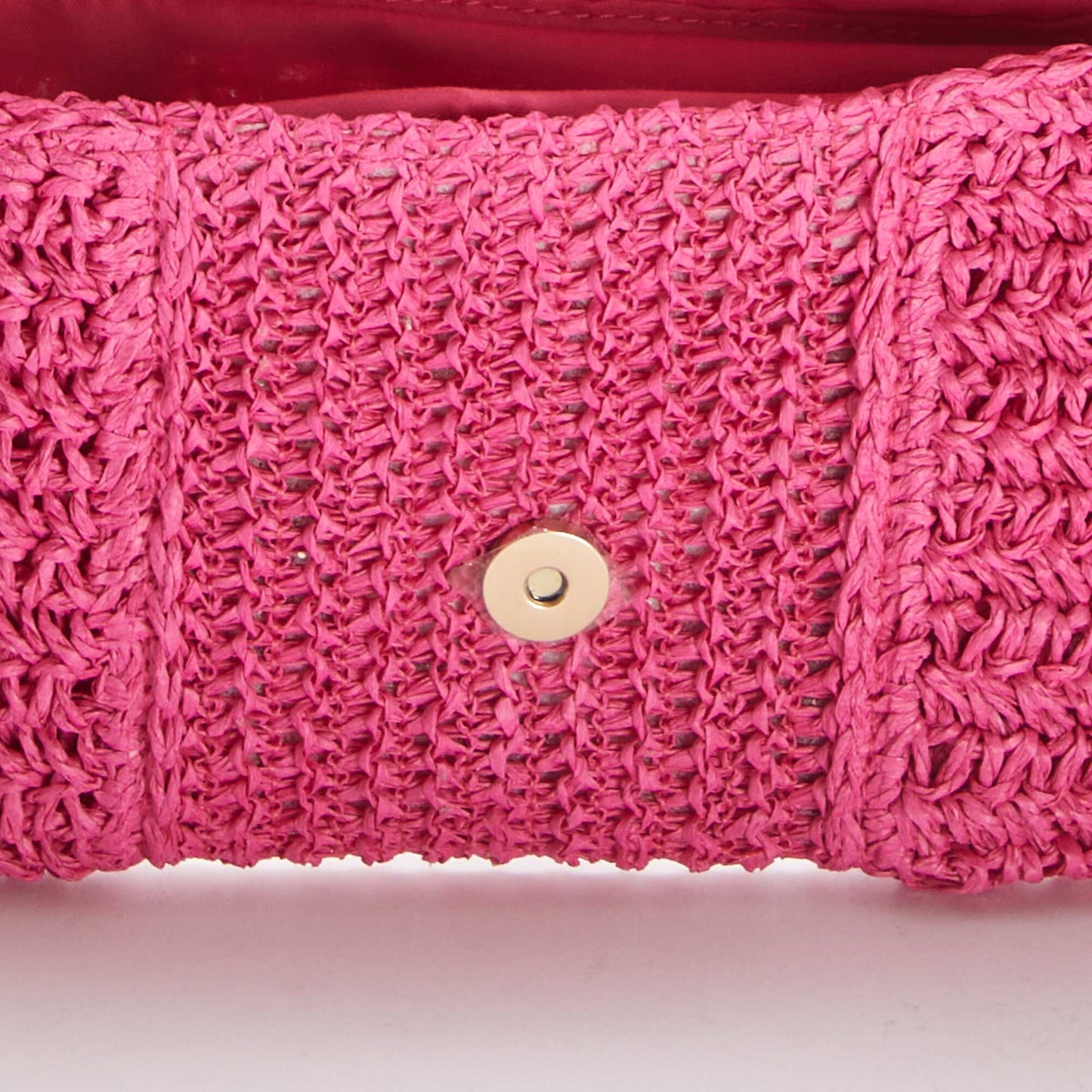 Raffia clutch with shoulder strap PINK