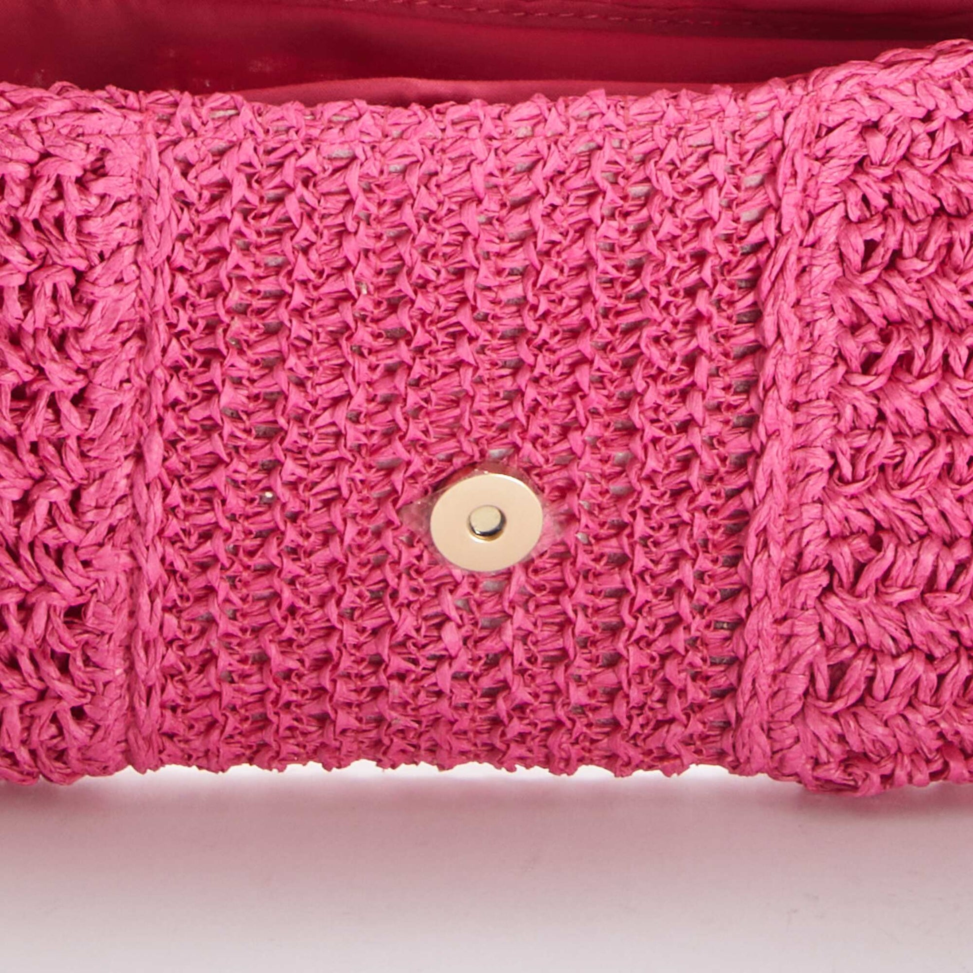 Raffia clutch with shoulder strap PINK