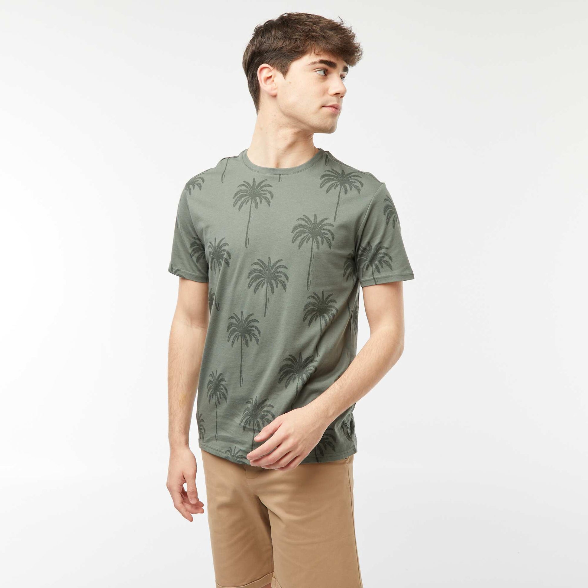 Palm tree printed T-shirt GREEN