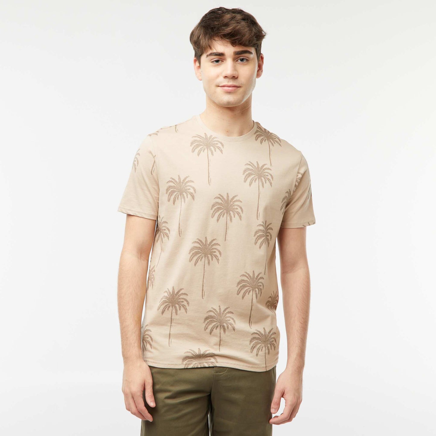 Palm tree printed T-shirt BEIGE
