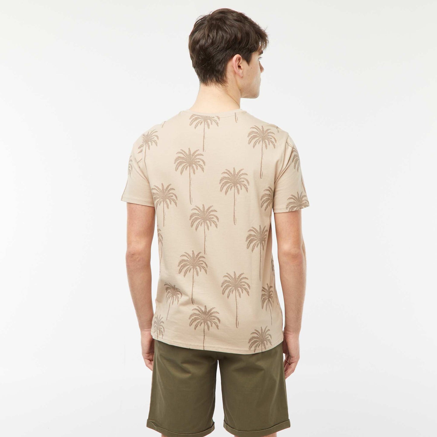 Palm tree printed T-shirt BEIGE