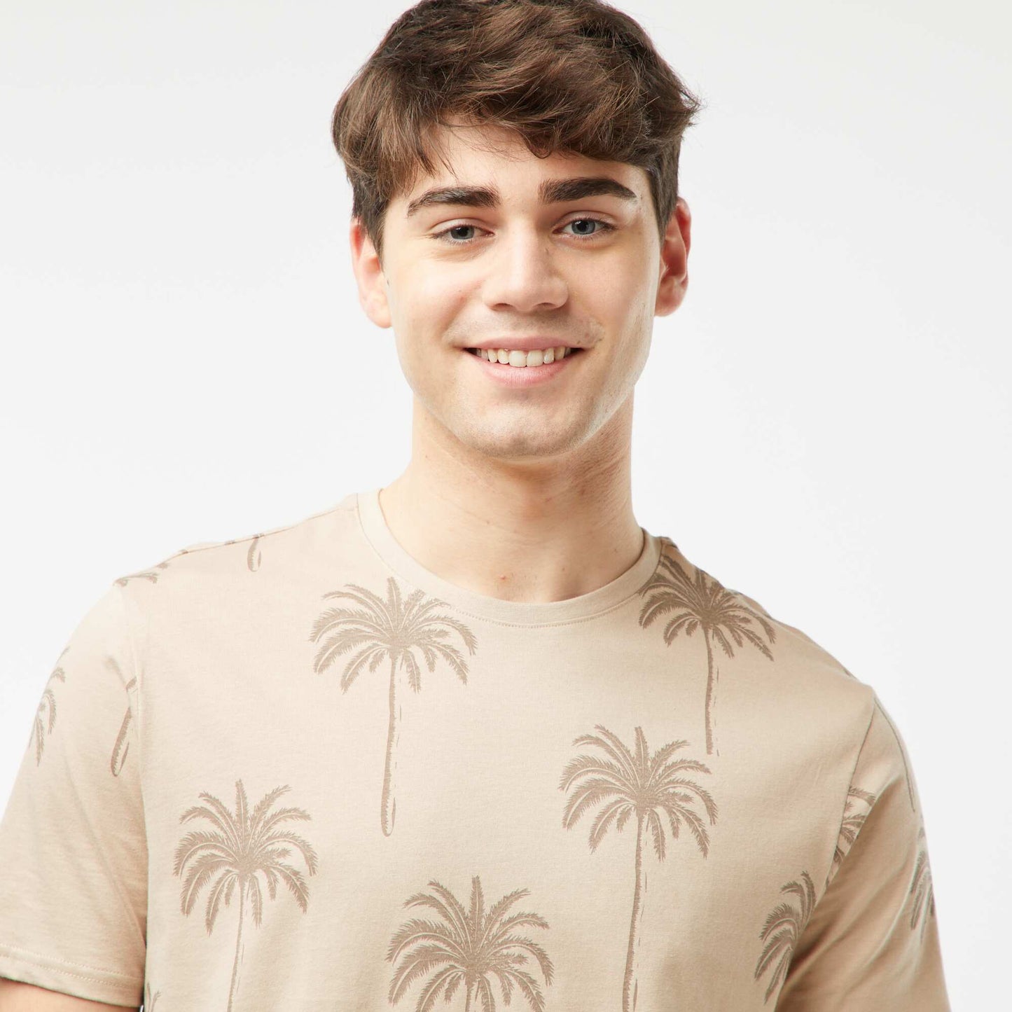 Palm tree printed T-shirt BEIGE