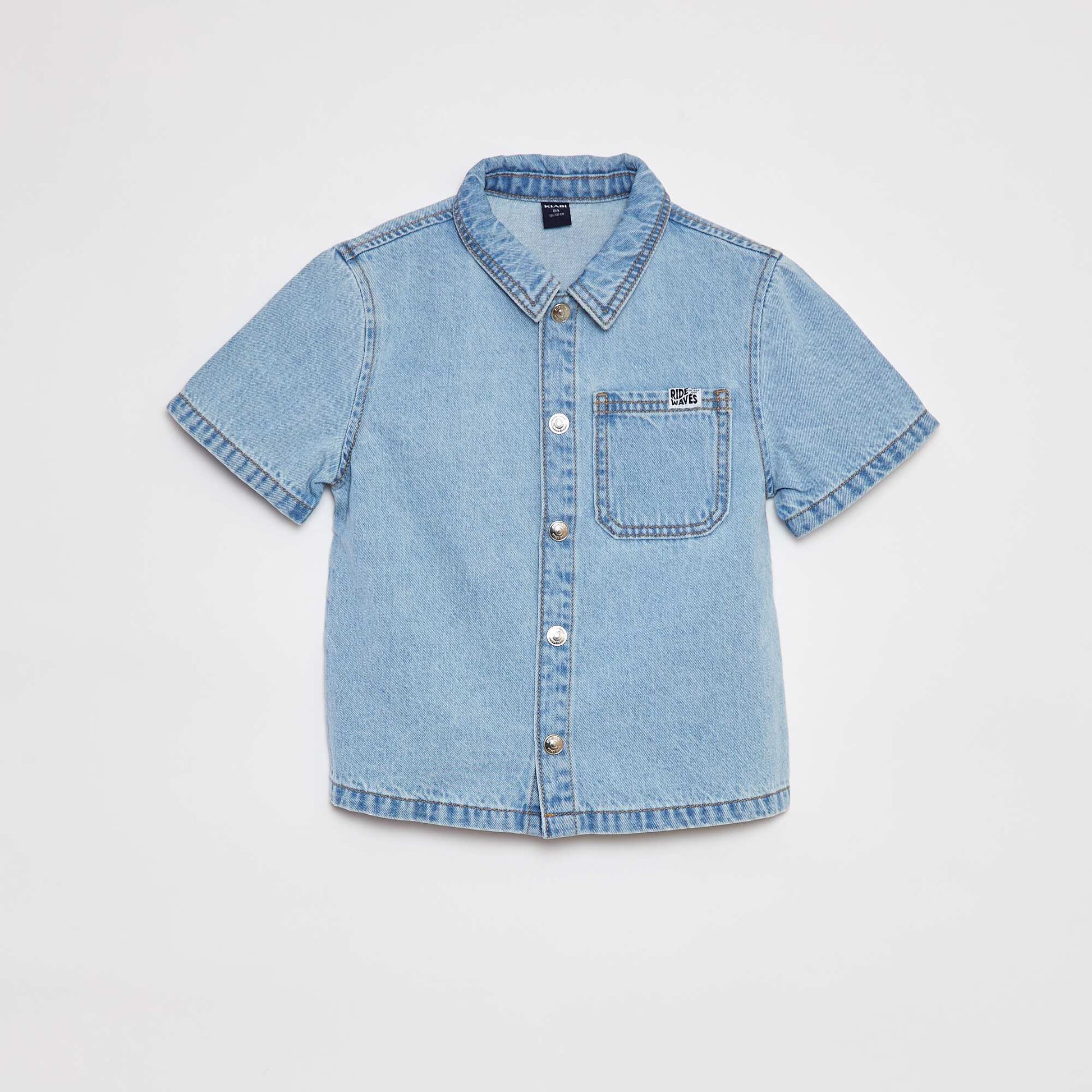 Short-sleeved denim shirt BLUE